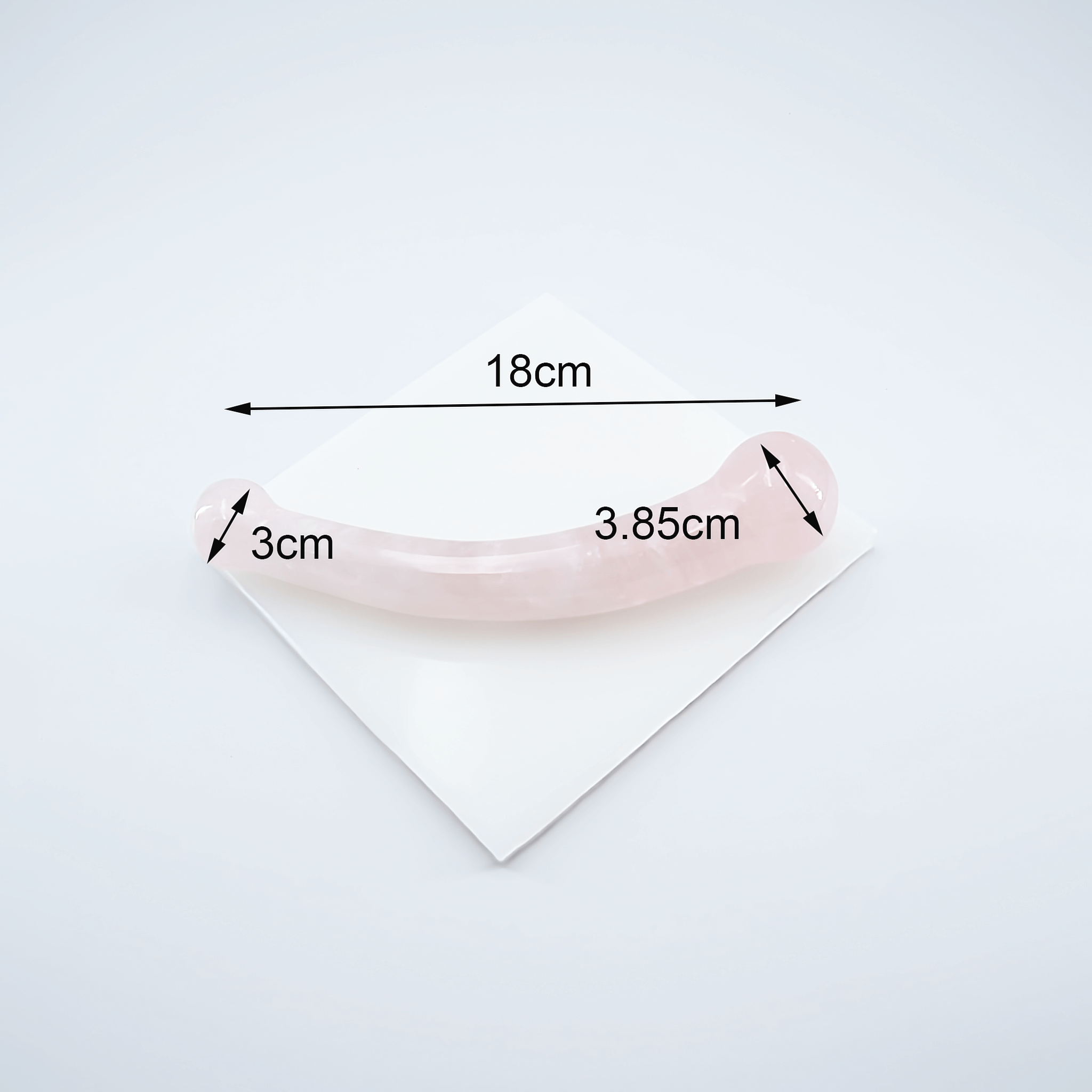 CrystalThrill Bulbous, Curved, Double End Rose Quartz / 7" Curvella