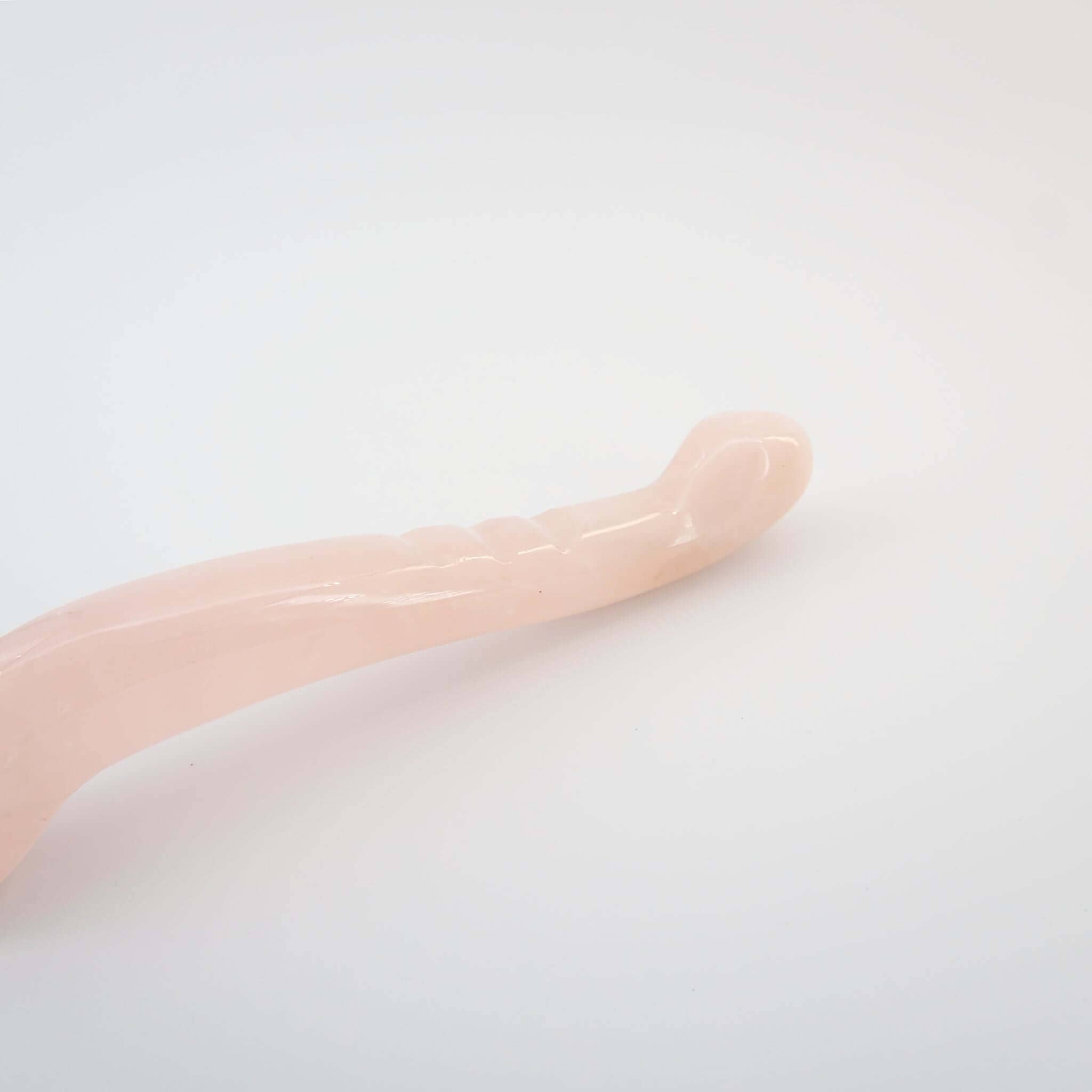 CrystalThrill Bulbous, Curved, Double End Rose Quartz / 7" Deluria