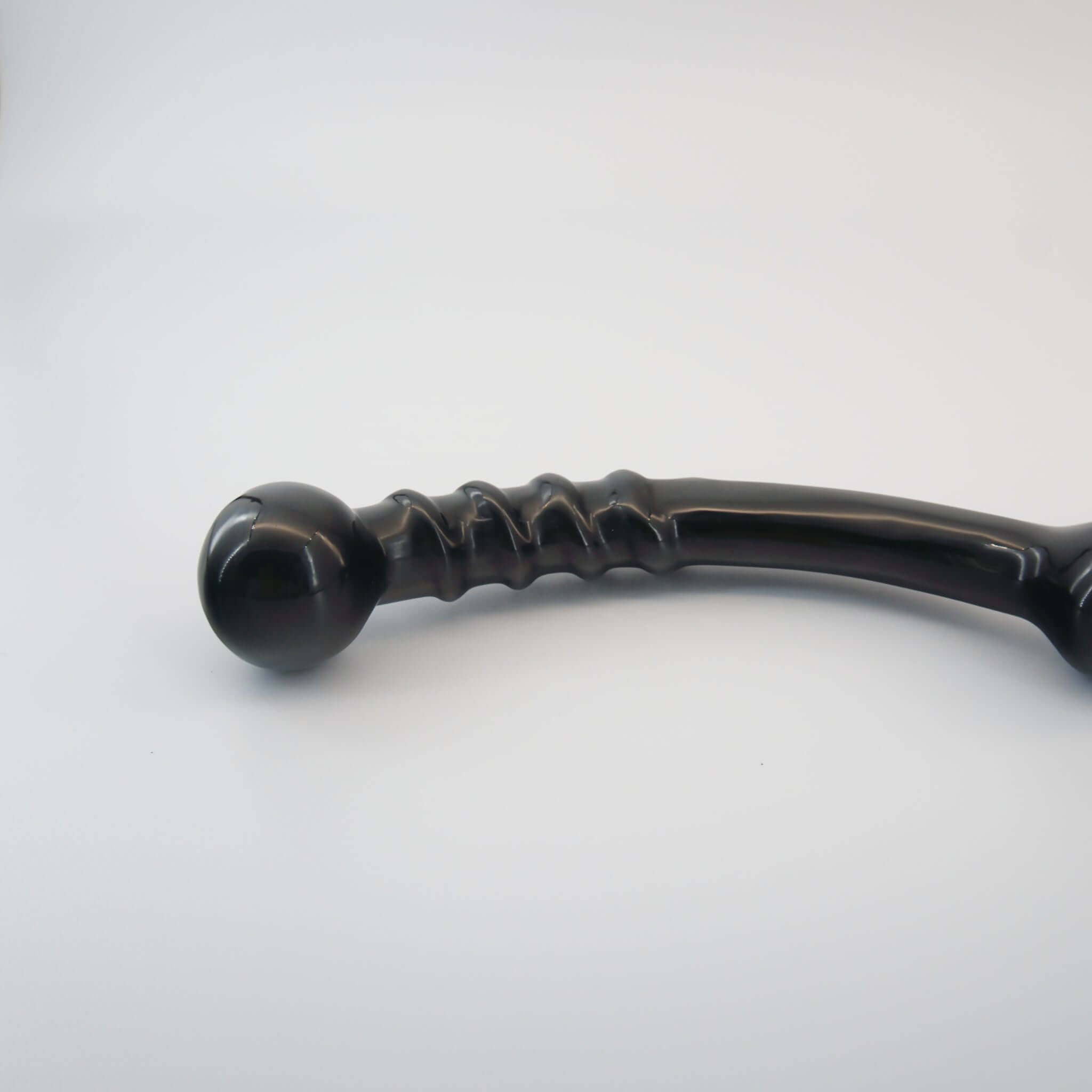 CrystalThrill Curved, Bulbous,Ribbed, Double End Black Obsidian / 7" Nyxora