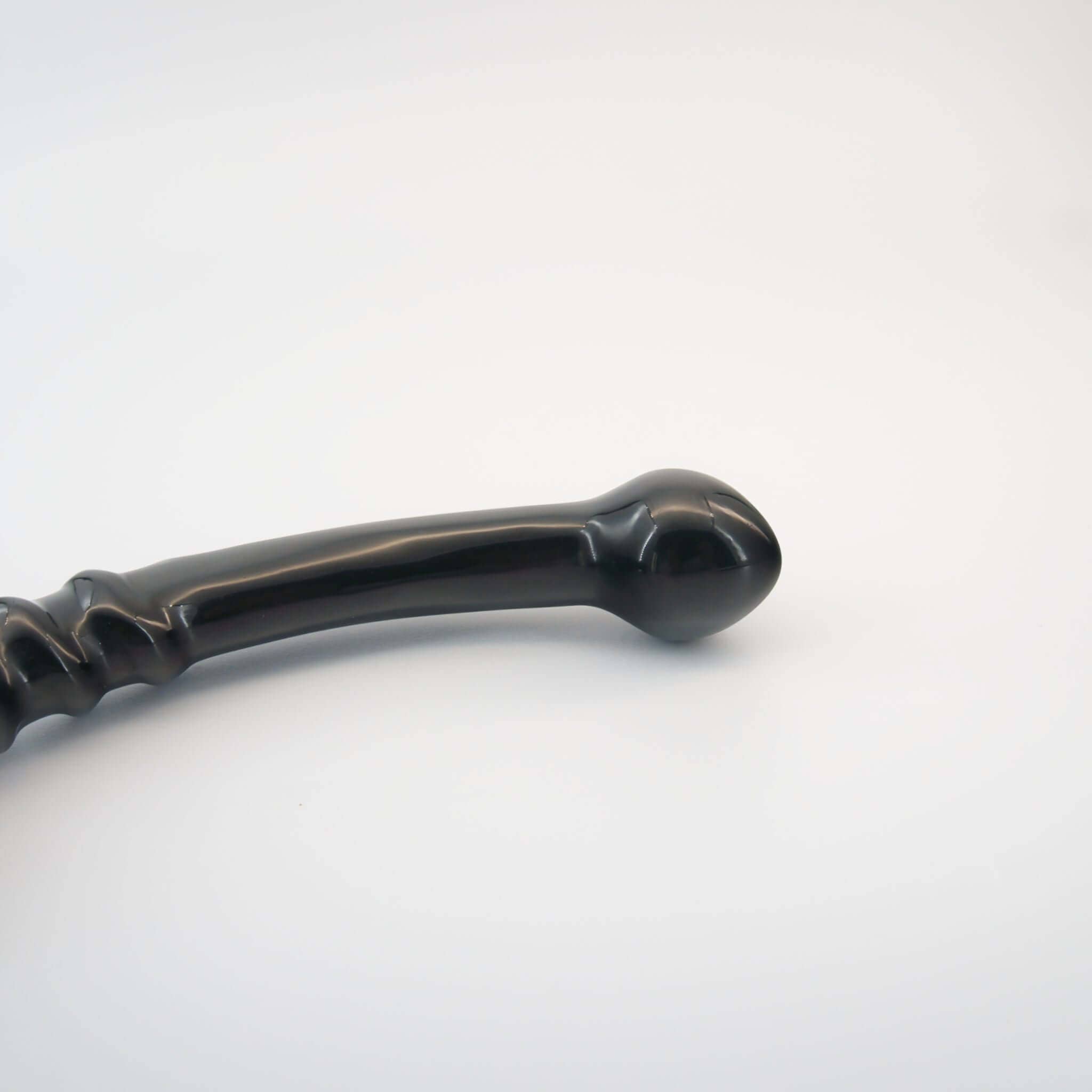 CrystalThrill Curved, Bulbous,Ribbed, Double End Black Obsidian / 7" Nyxora