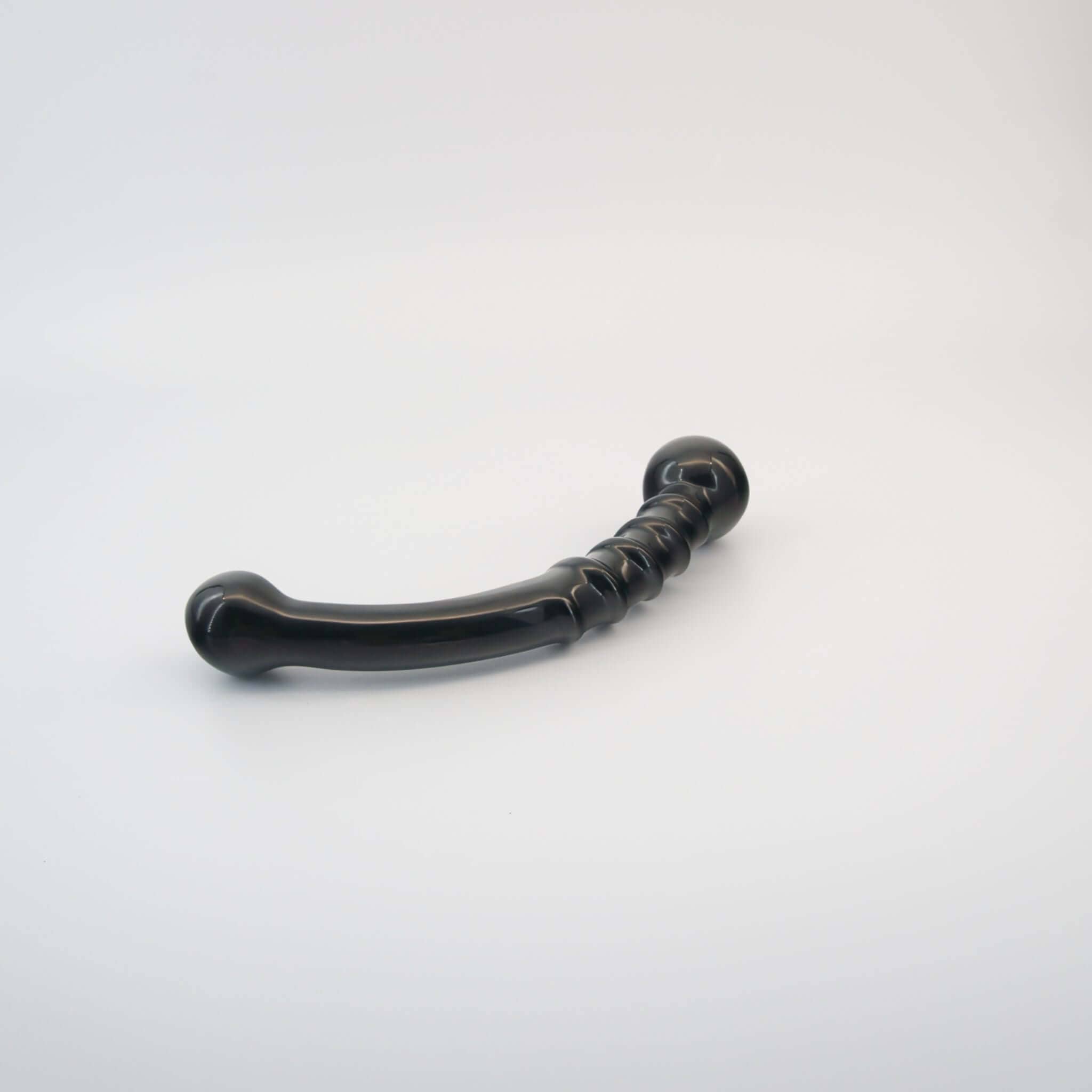 CrystalThrill Curved, Bulbous,Ribbed, Double End Black Obsidian / 7" Nyxora