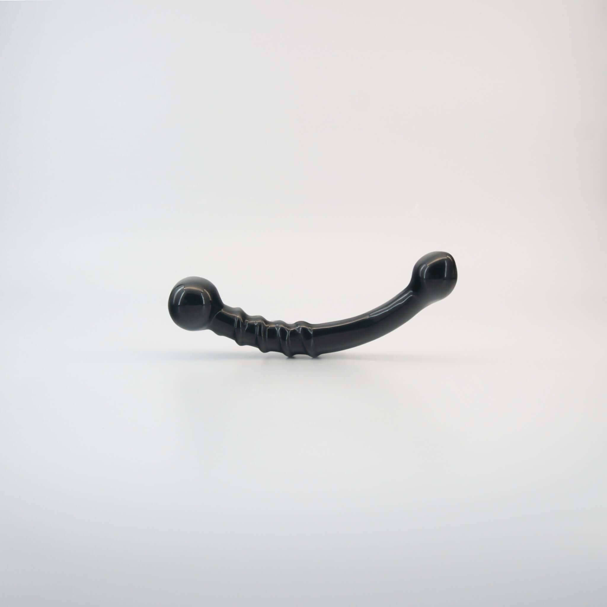 CrystalThrill Curved, Bulbous,Ribbed, Double End Black Obsidian / 7" Nyxora