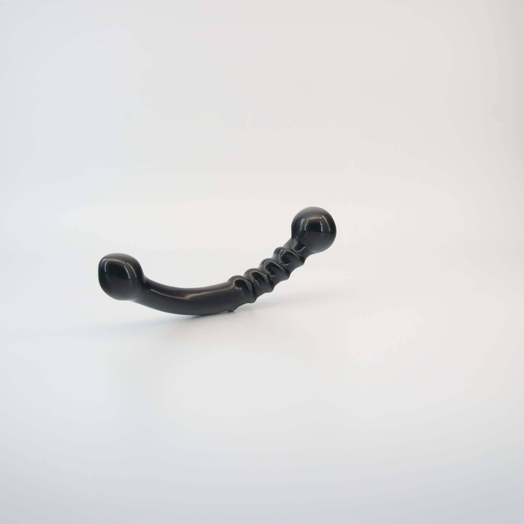 CrystalThrill Curved, Bulbous,Ribbed, Double End Black Obsidian / 7" Nyxora