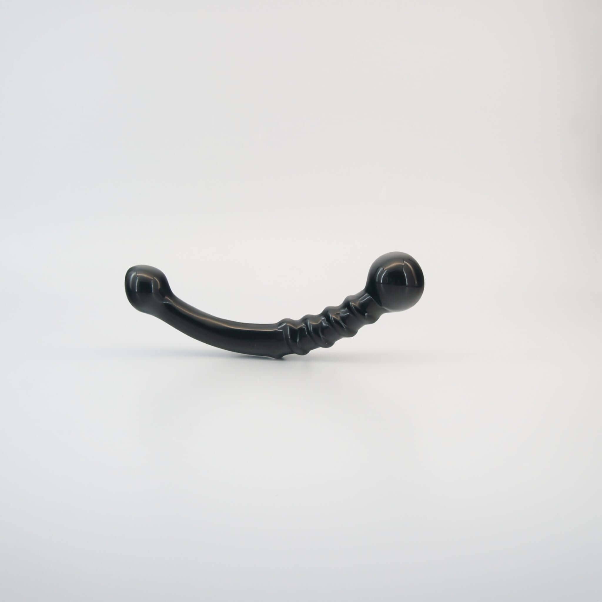 CrystalThrill Curved, Bulbous,Ribbed, Double End Black Obsidian / 7" Nyxora