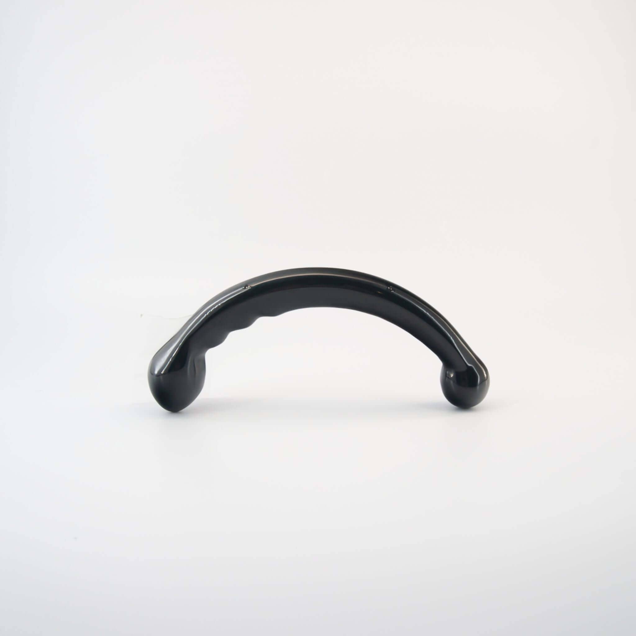 CrystalThrill Curved, Bulbous,Ribbed, Double End Black Obsidian / 9" Veyora