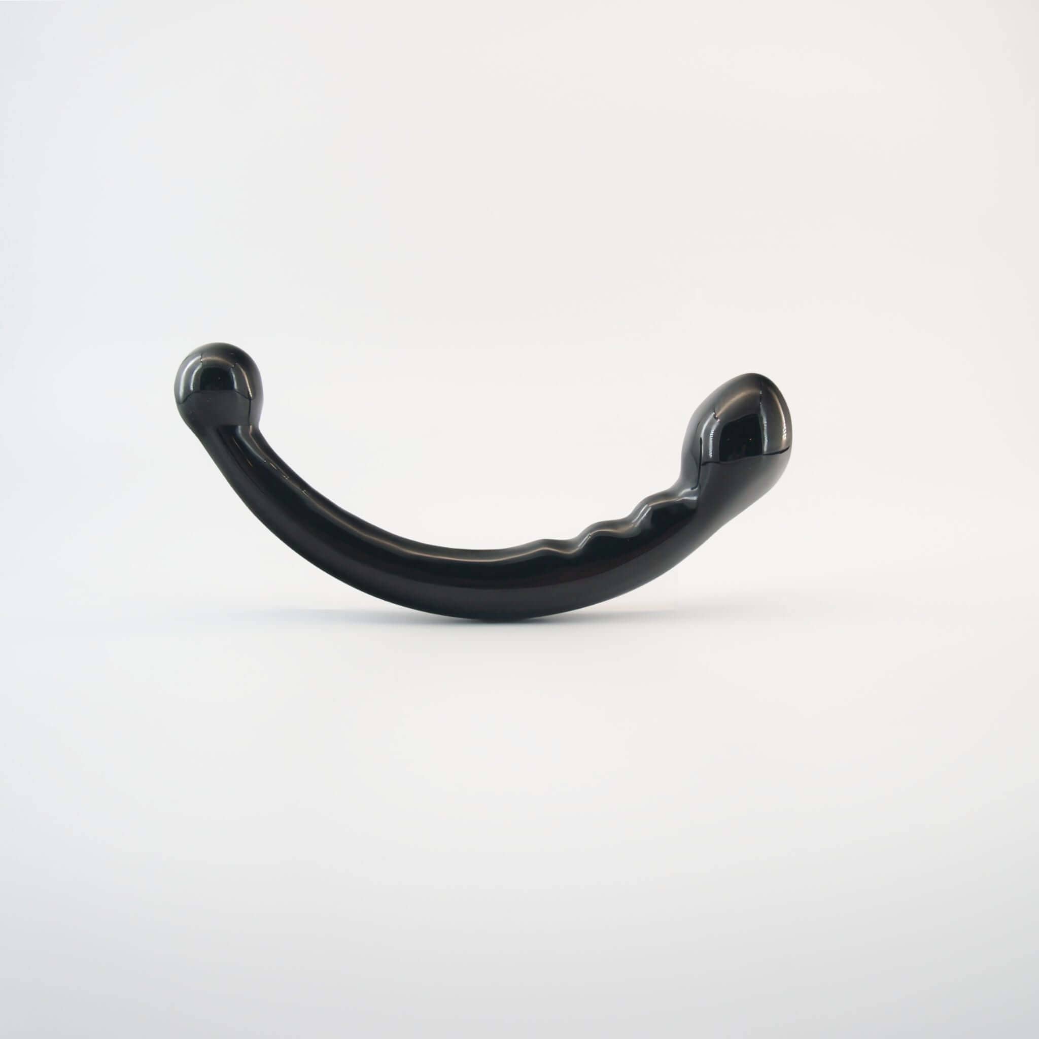 CrystalThrill Curved, Bulbous,Ribbed, Double End Black Obsidian / 9" Veyora