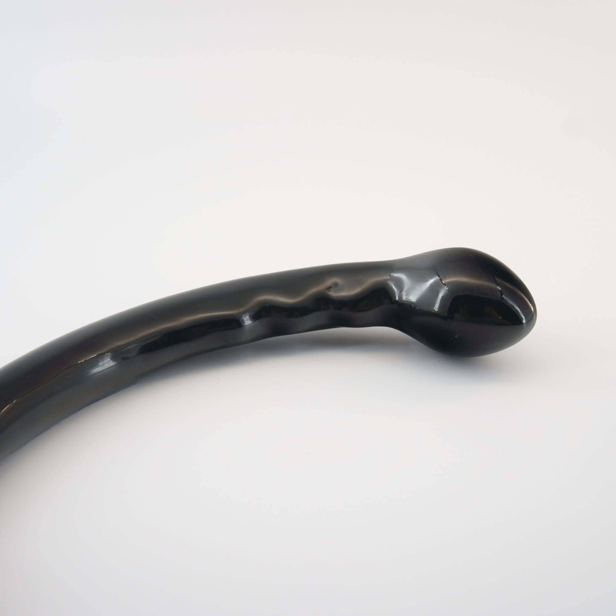 CrystalThrill Curved, Bulbous,Ribbed, Double End Black Obsidian / 9" Veyora
