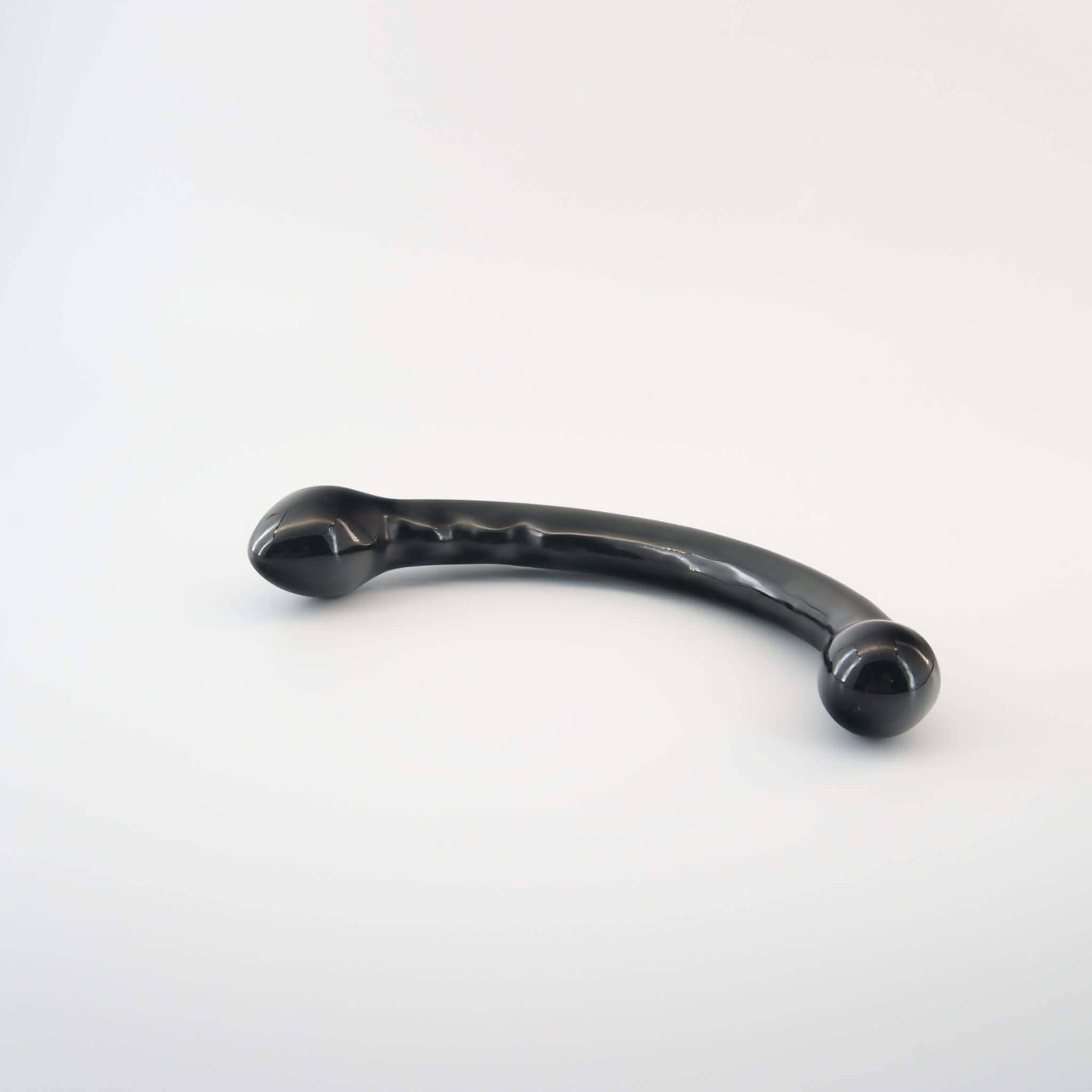 CrystalThrill Curved, Bulbous,Ribbed, Double End Black Obsidian / 9" Veyora