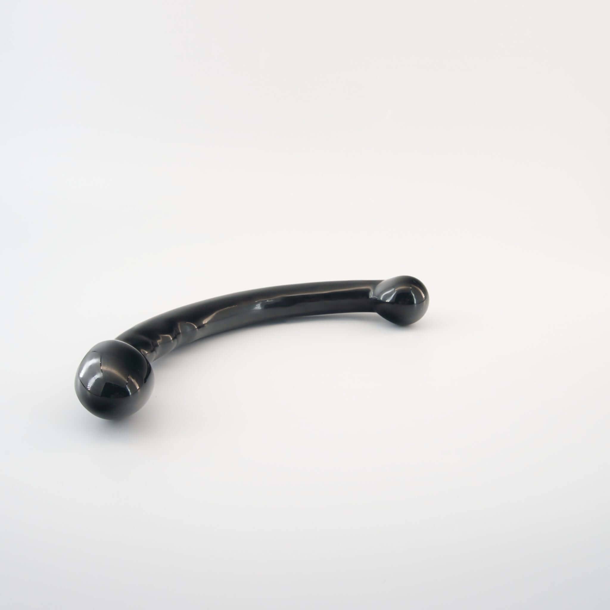 CrystalThrill Curved, Bulbous,Ribbed, Double End Black Obsidian / 9" Veyora