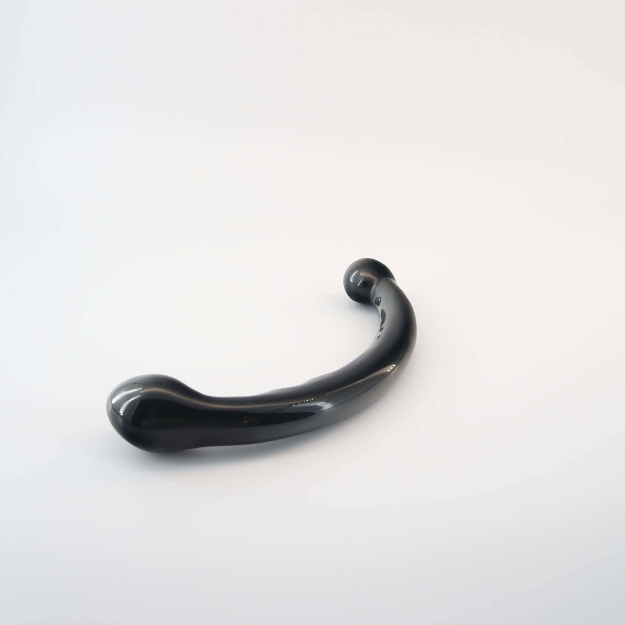CrystalThrill Curved, Bulbous,Ribbed, Double End Black Obsidian / 9" Veyora