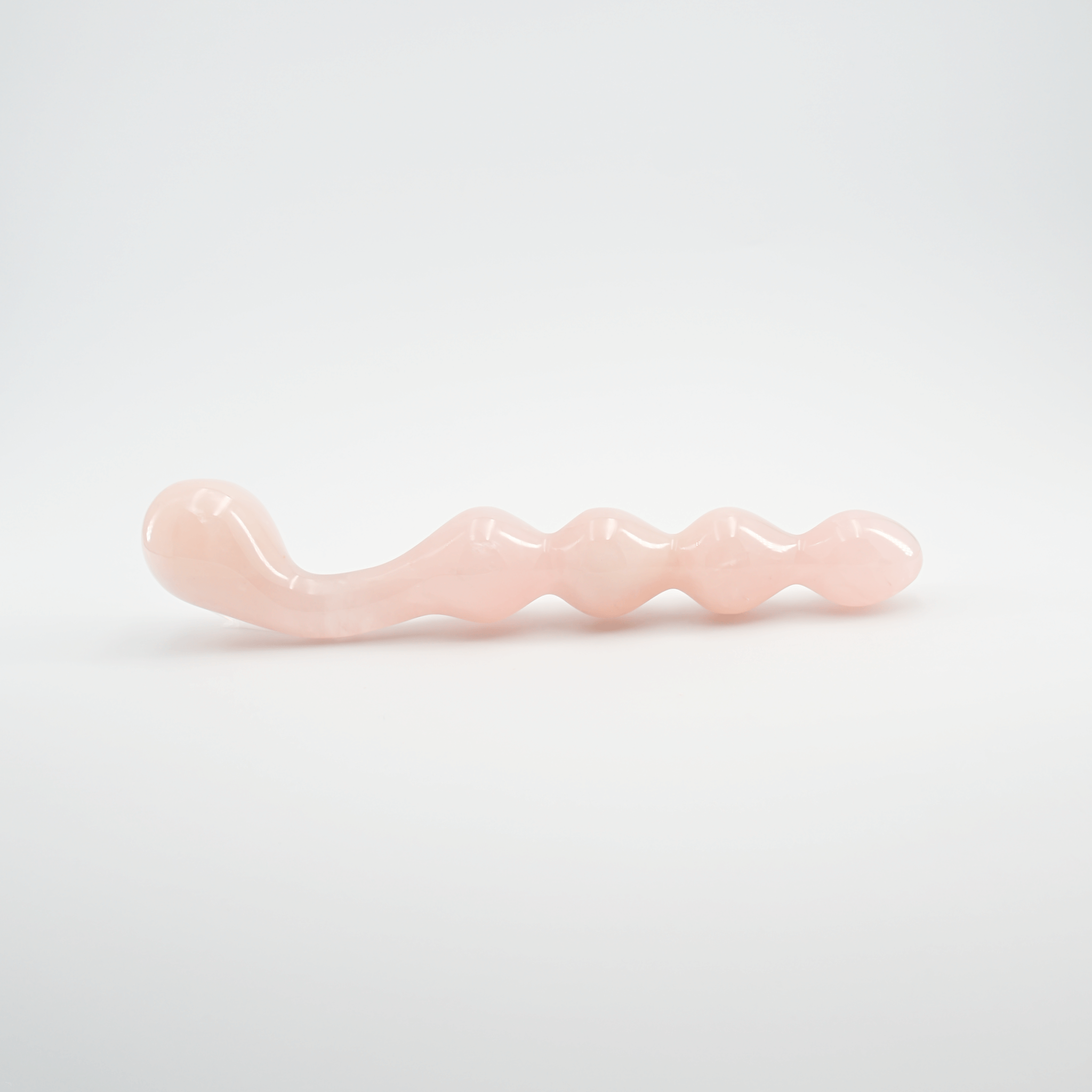 CrystalThrill Curved, Bulbous,Ribbed, Double End Rose Quartz / 10" Elegance