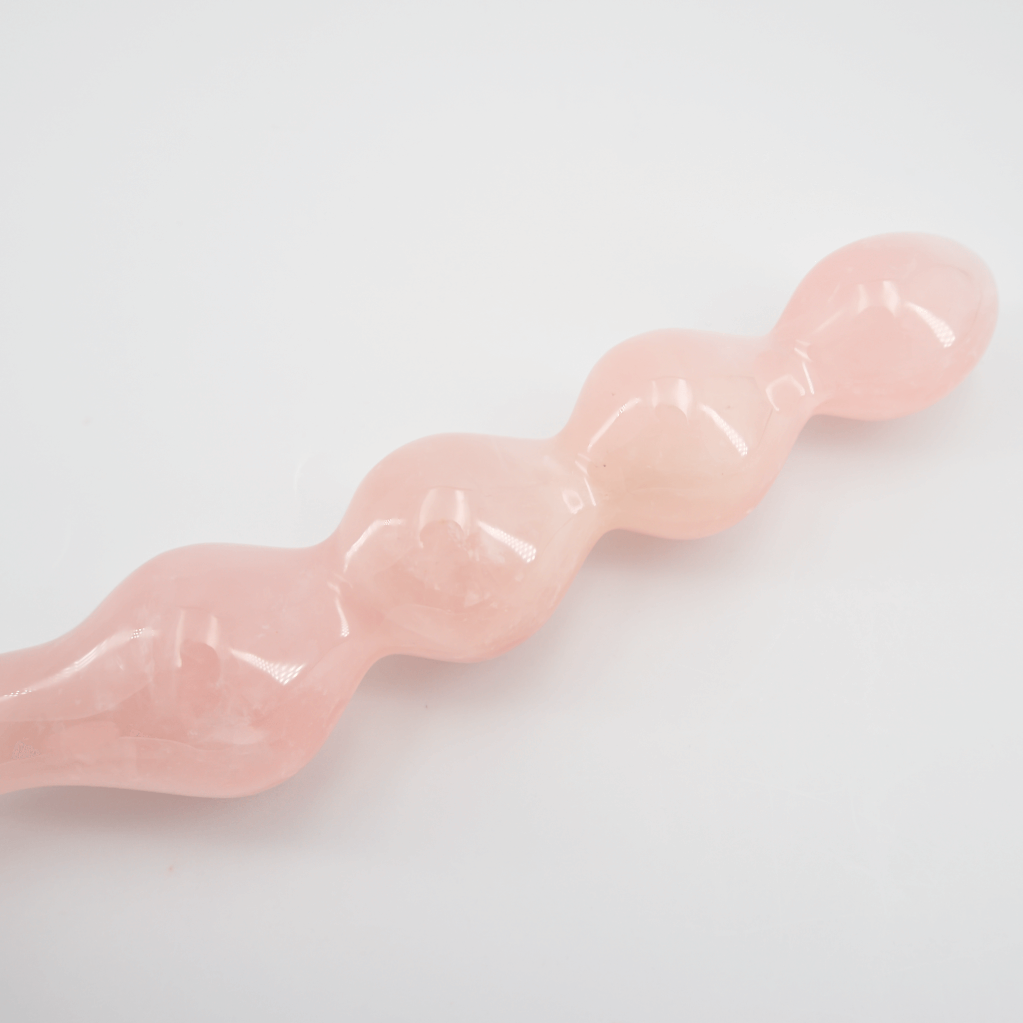 CrystalThrill Curved, Bulbous,Ribbed, Double End Rose Quartz / 10" Elegance