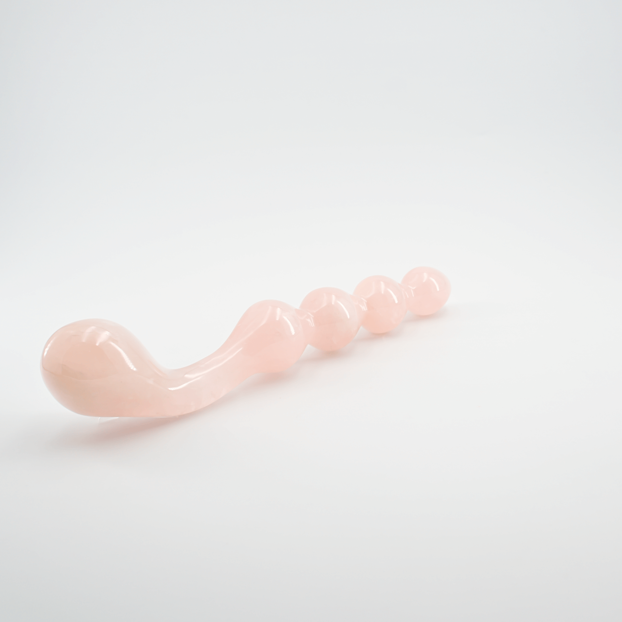 CrystalThrill Curved, Bulbous,Ribbed, Double End Rose Quartz / 10" Elegance