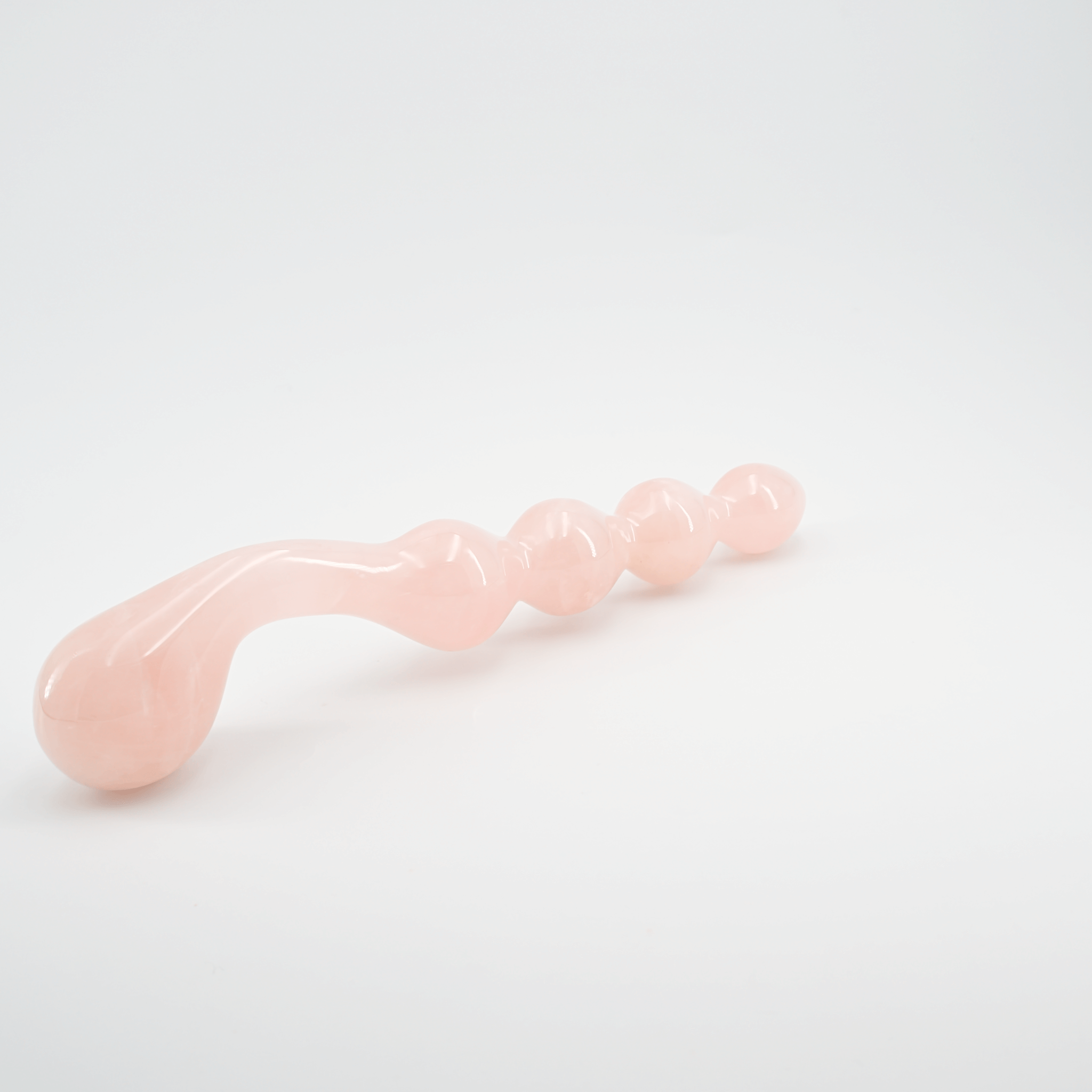 CrystalThrill Curved, Bulbous,Ribbed, Double End Rose Quartz / 10" Elegance