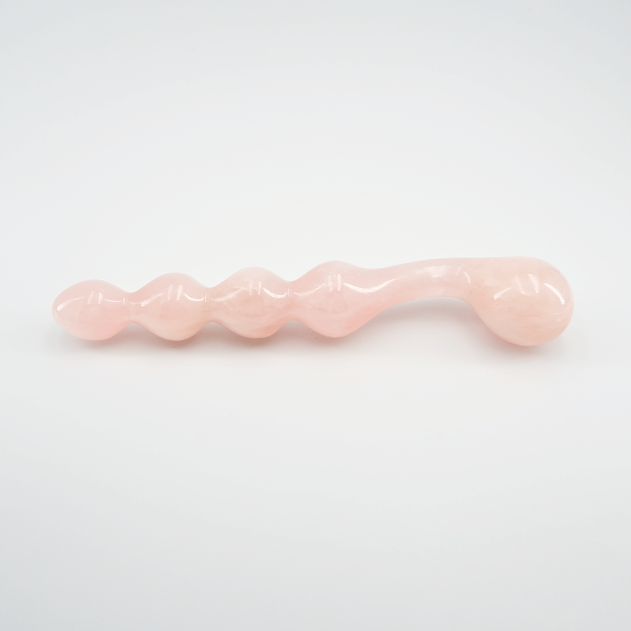 CrystalThrill Curved, Bulbous,Ribbed, Double End Rose Quartz / 10" Elegance