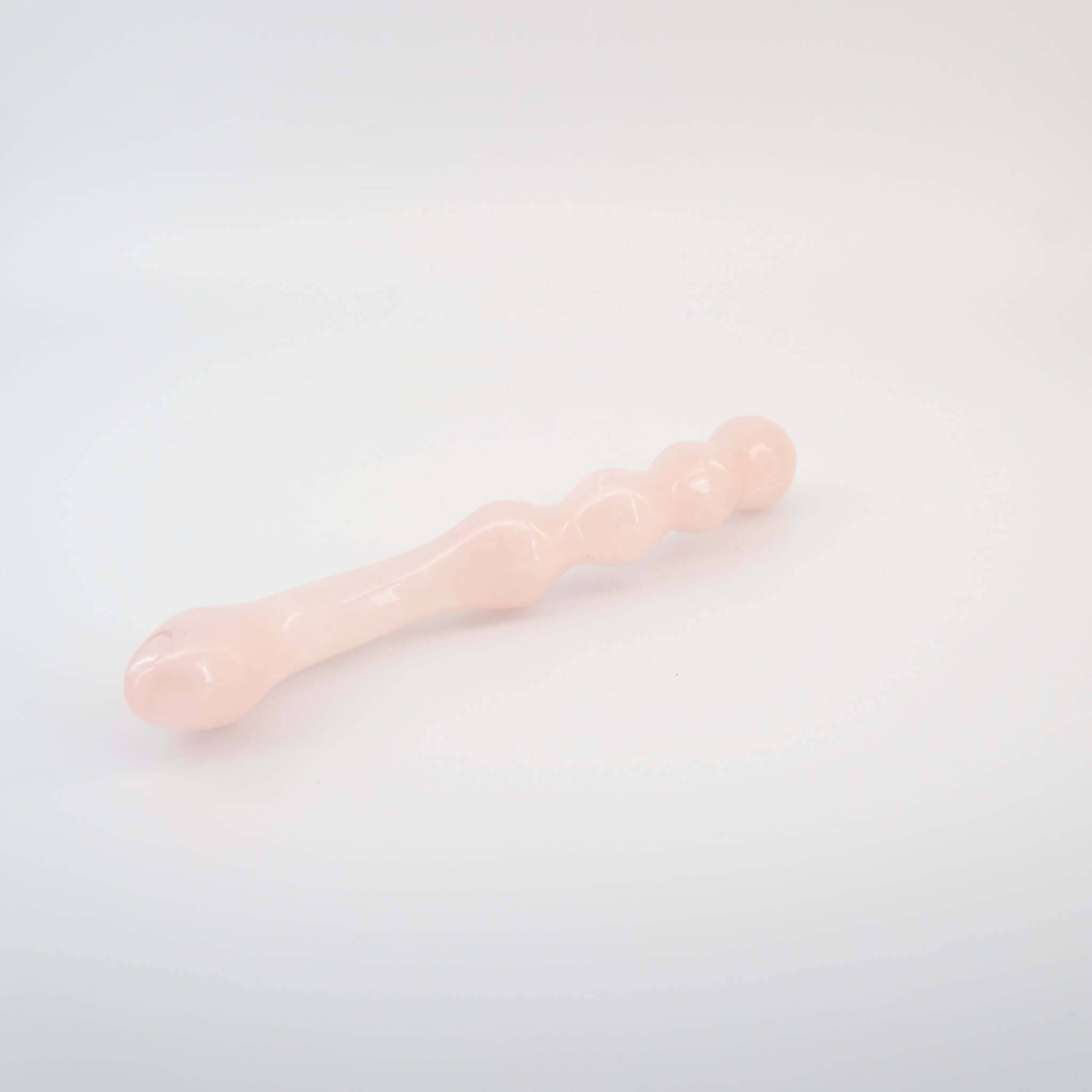 CrystalThrill Curved, Bulbous,Ribbed, Double End Rose Quartz / 9" Mirava