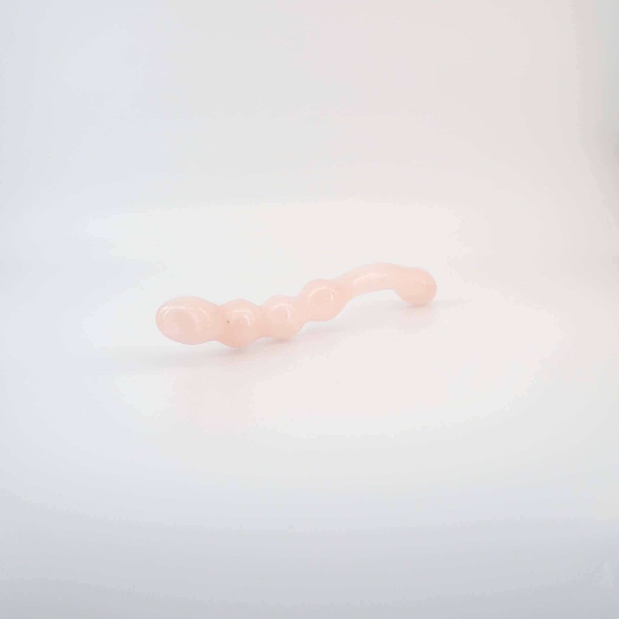 CrystalThrill Curved, Bulbous,Ribbed, Double End Rose Quartz / 9" Mirava