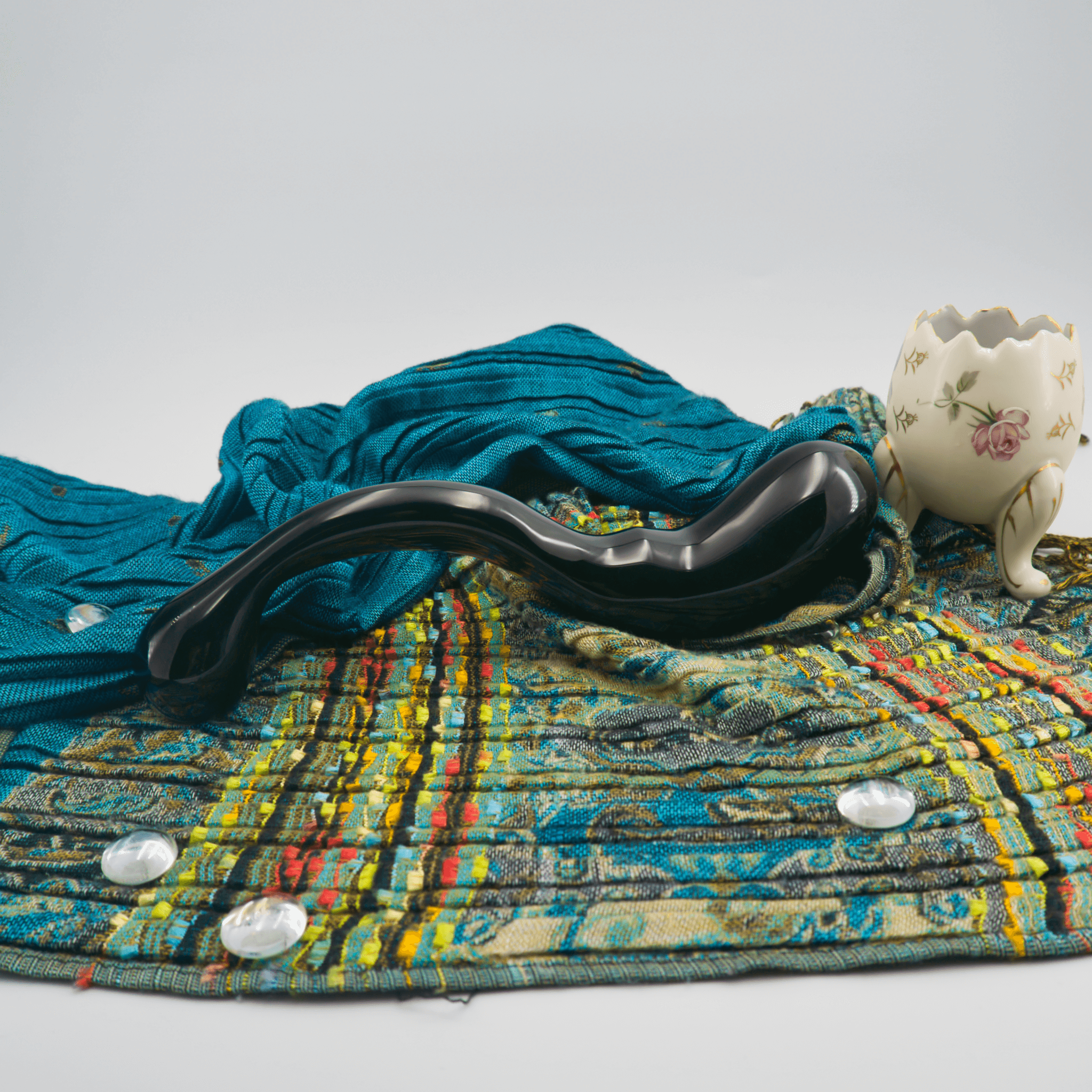 CrystalThrill Curved, Double End, Bulbous Black Obsidian / 10" Noctis