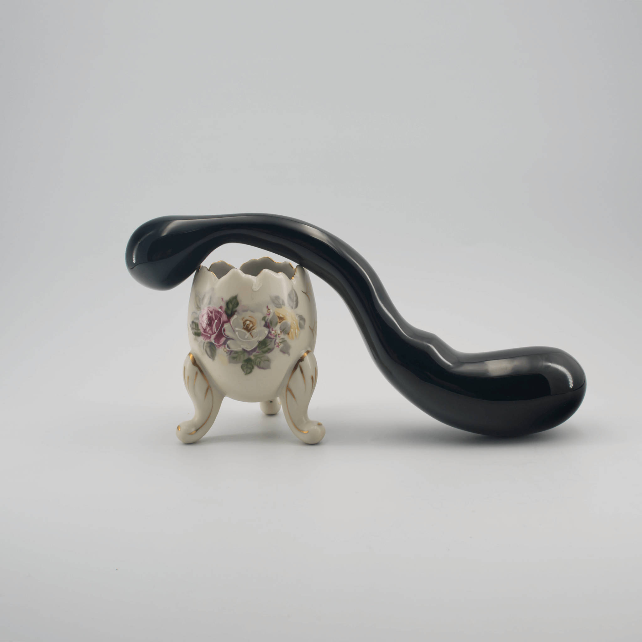 CrystalThrill Curved, Double End, Bulbous Black Obsidian / 10" Noctis