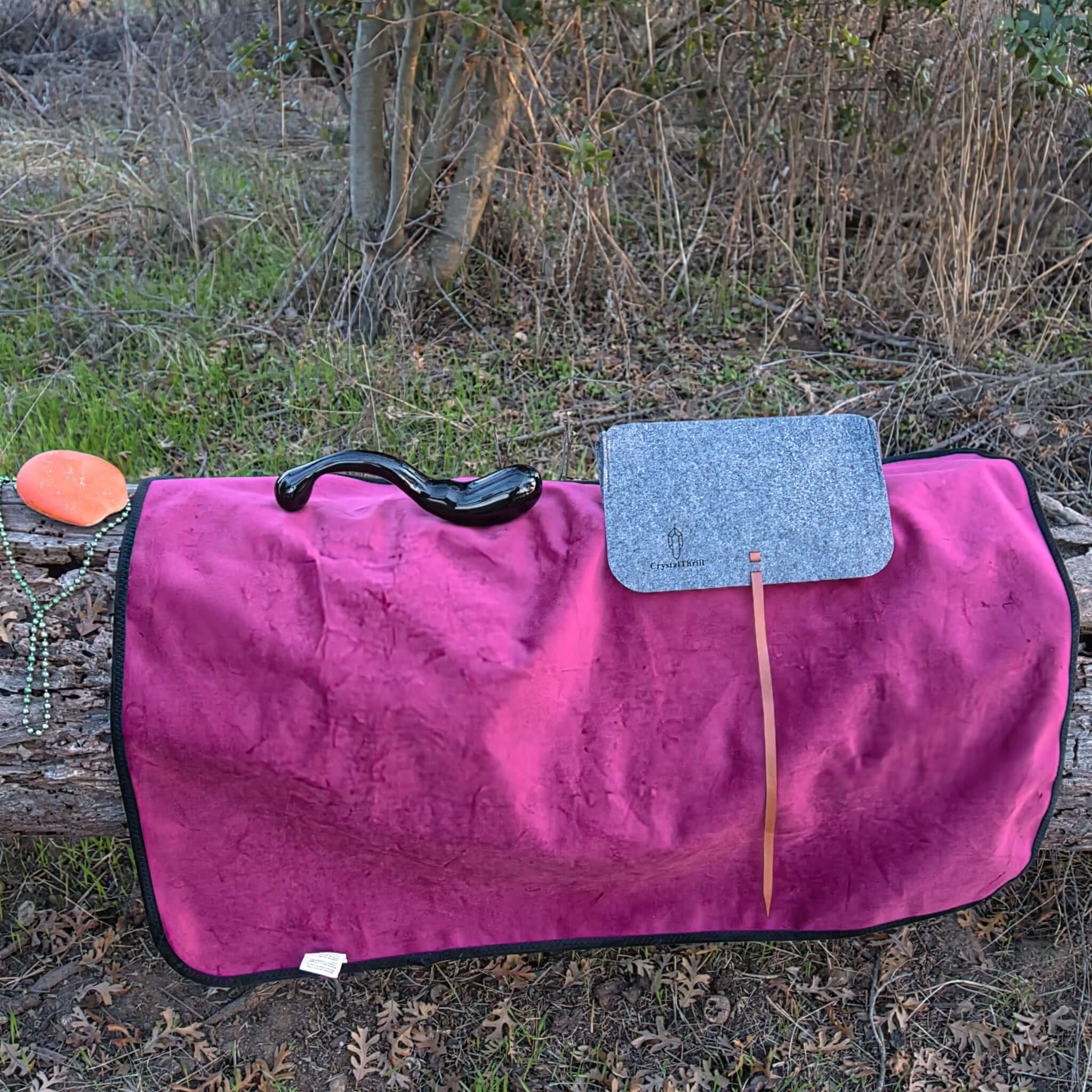 CrystalThrill Curved, Double End, Bulbous Black Obsidian / 10" Noctis