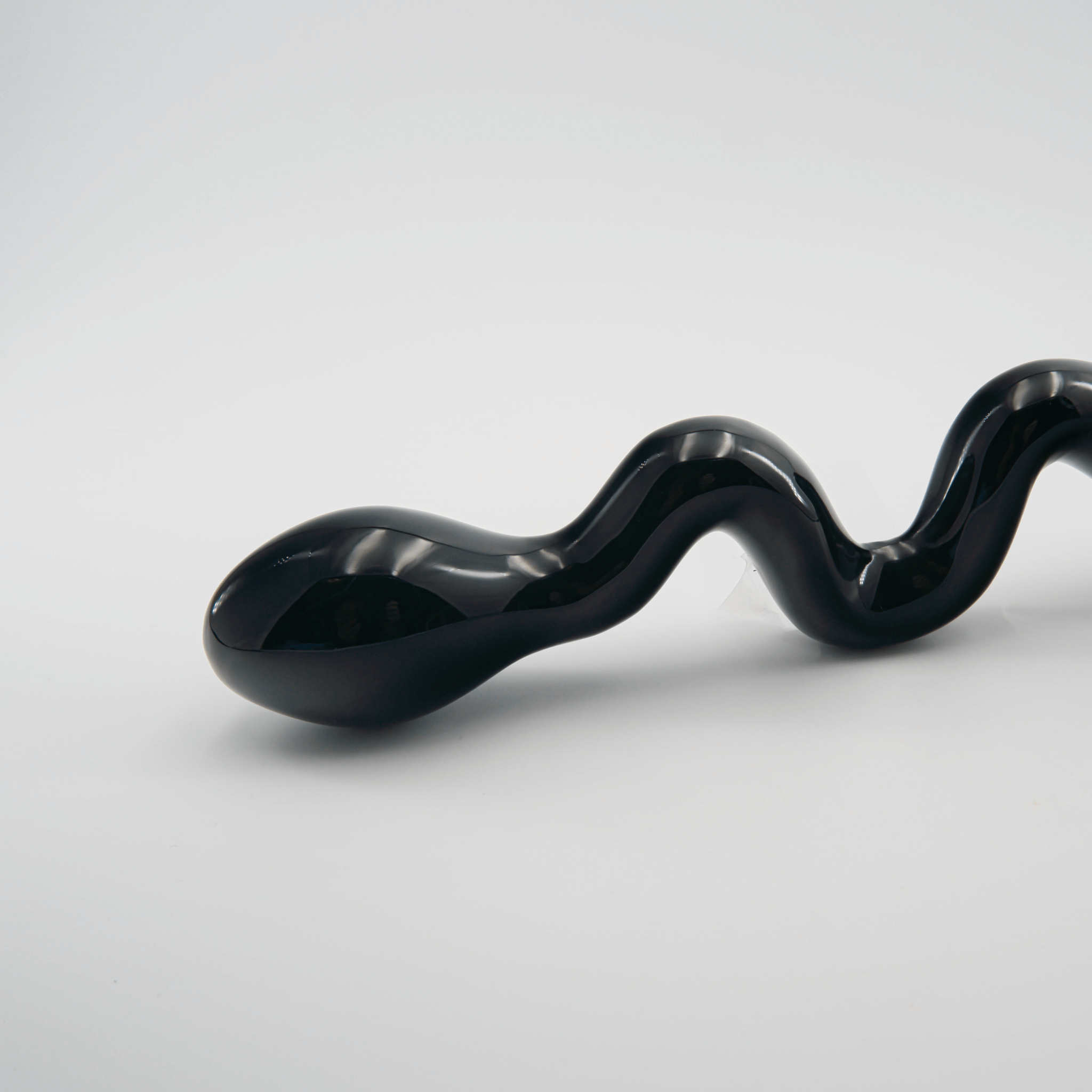 CrystalThrill Curved, Double End, Bulbous Black Obsidian / 10" Serpentine