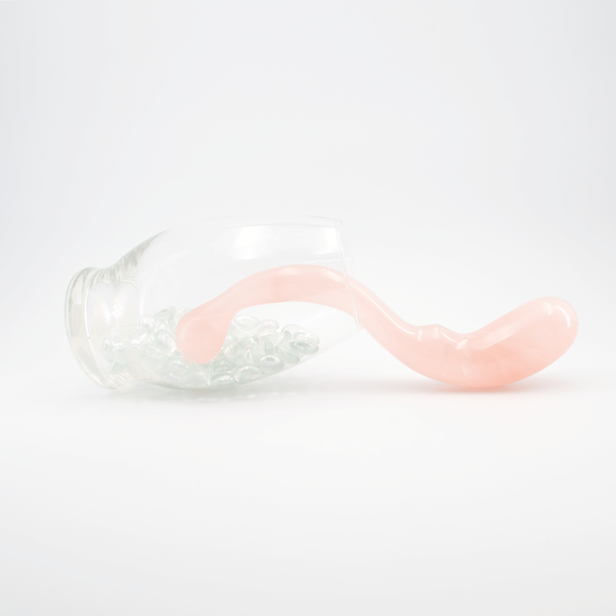 CrystalThrill Curved, Double End, Bulbous Rose Quartz / 10" Lunaris