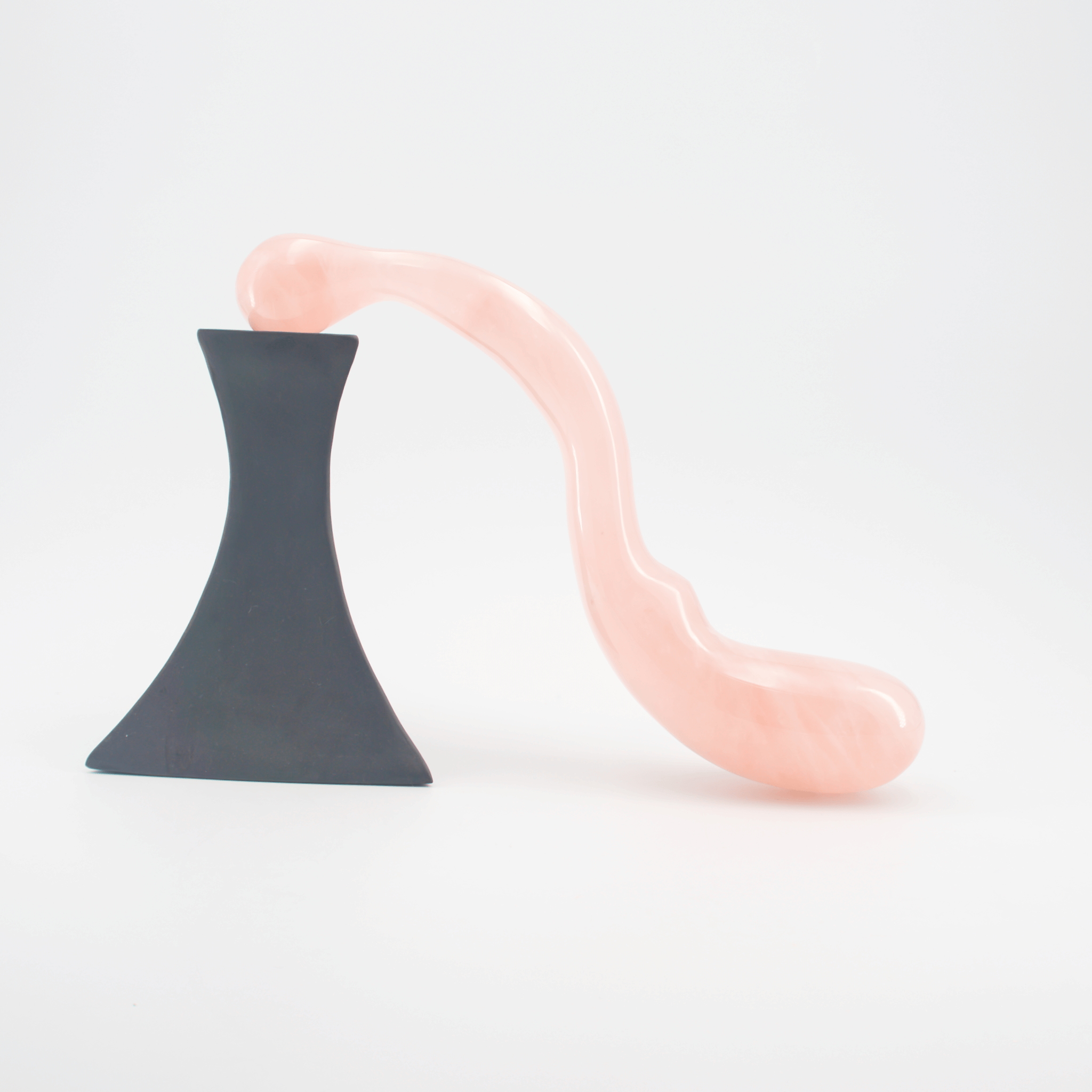 CrystalThrill Curved, Double End, Bulbous Rose Quartz / 10" Lunaris