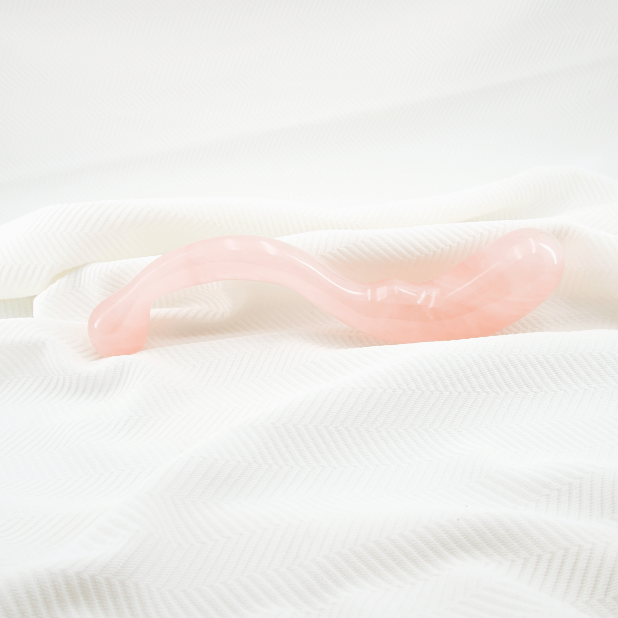 CrystalThrill Curved, Double End, Bulbous Rose Quartz / 10" Lunaris