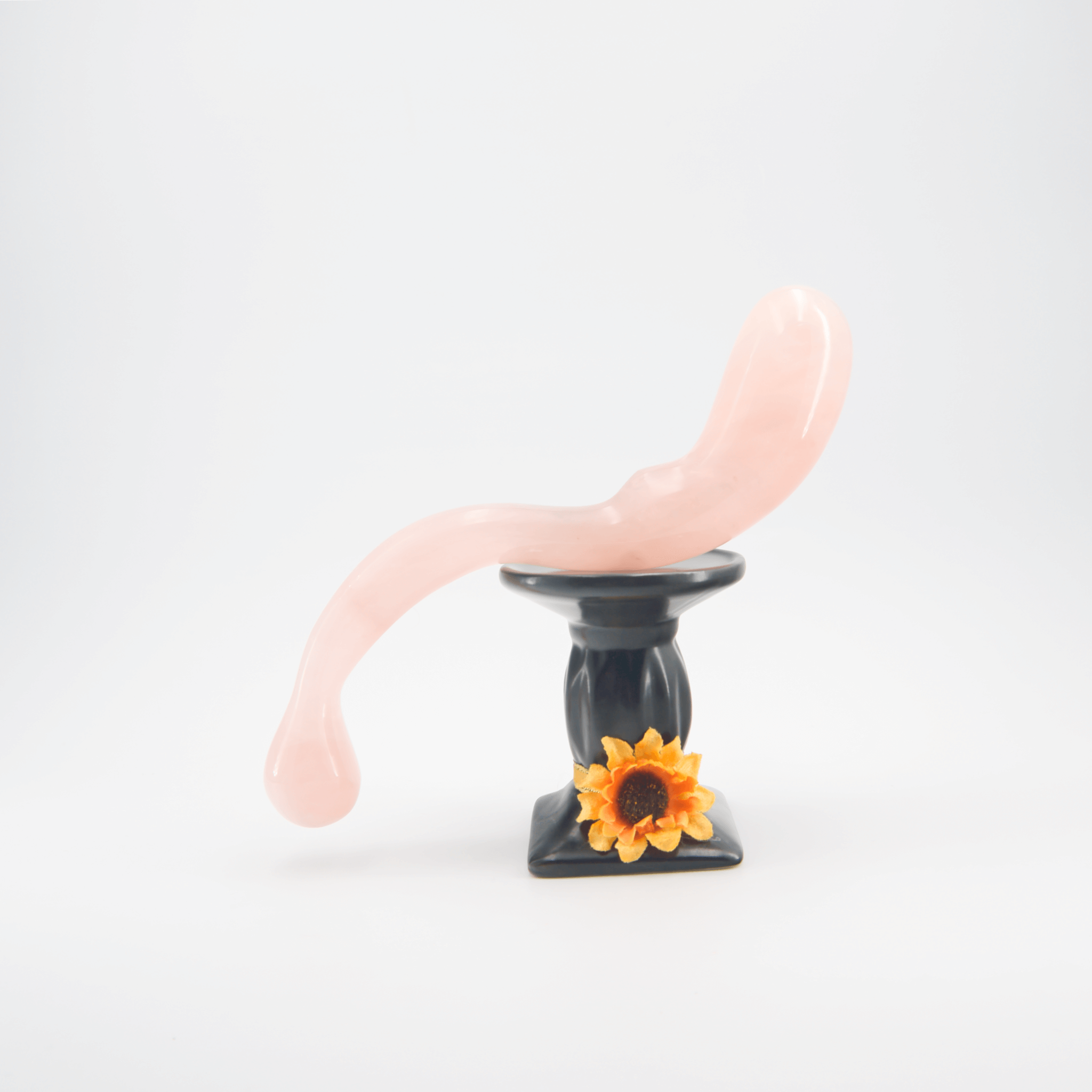 CrystalThrill Curved, Double End, Bulbous Rose Quartz / 10" Lunaris