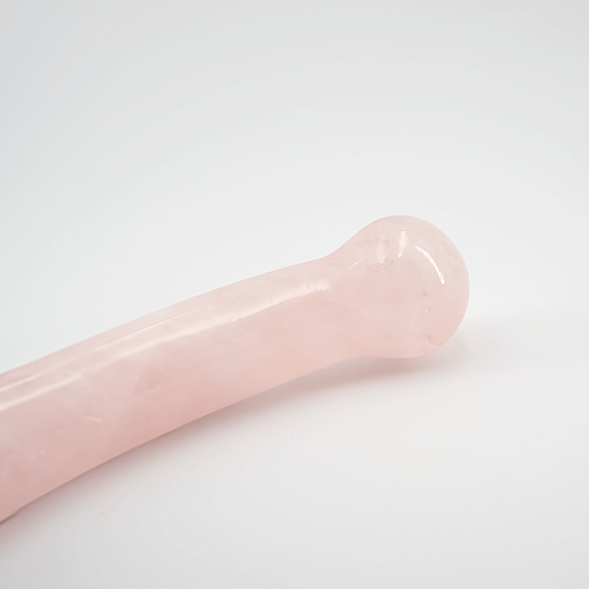 CrystalThrill Curved, Double End, Bulbous Rose Quartz / 7" Mooncrest