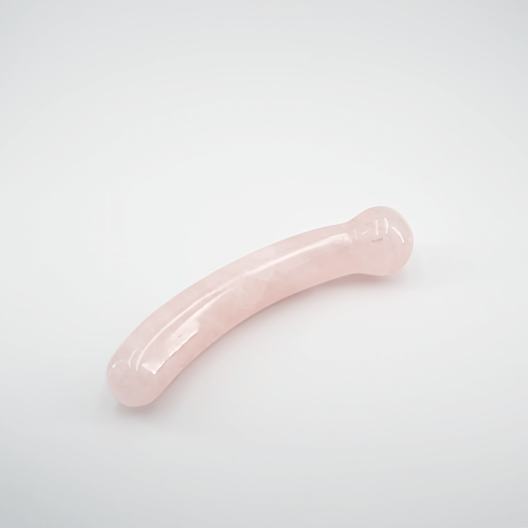 CrystalThrill Curved, Double End, Bulbous Rose Quartz / 7" Mooncrest