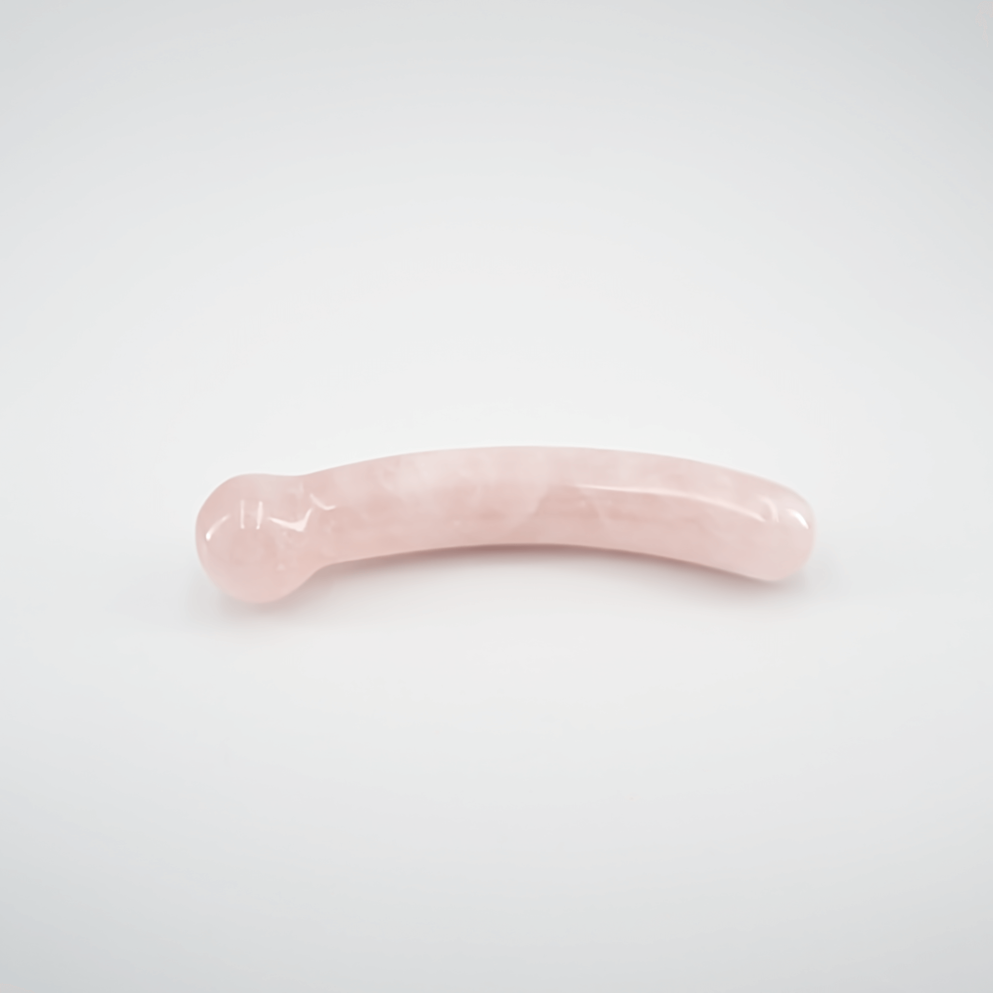 CrystalThrill Curved, Double End, Bulbous Rose Quartz / 7" Mooncrest