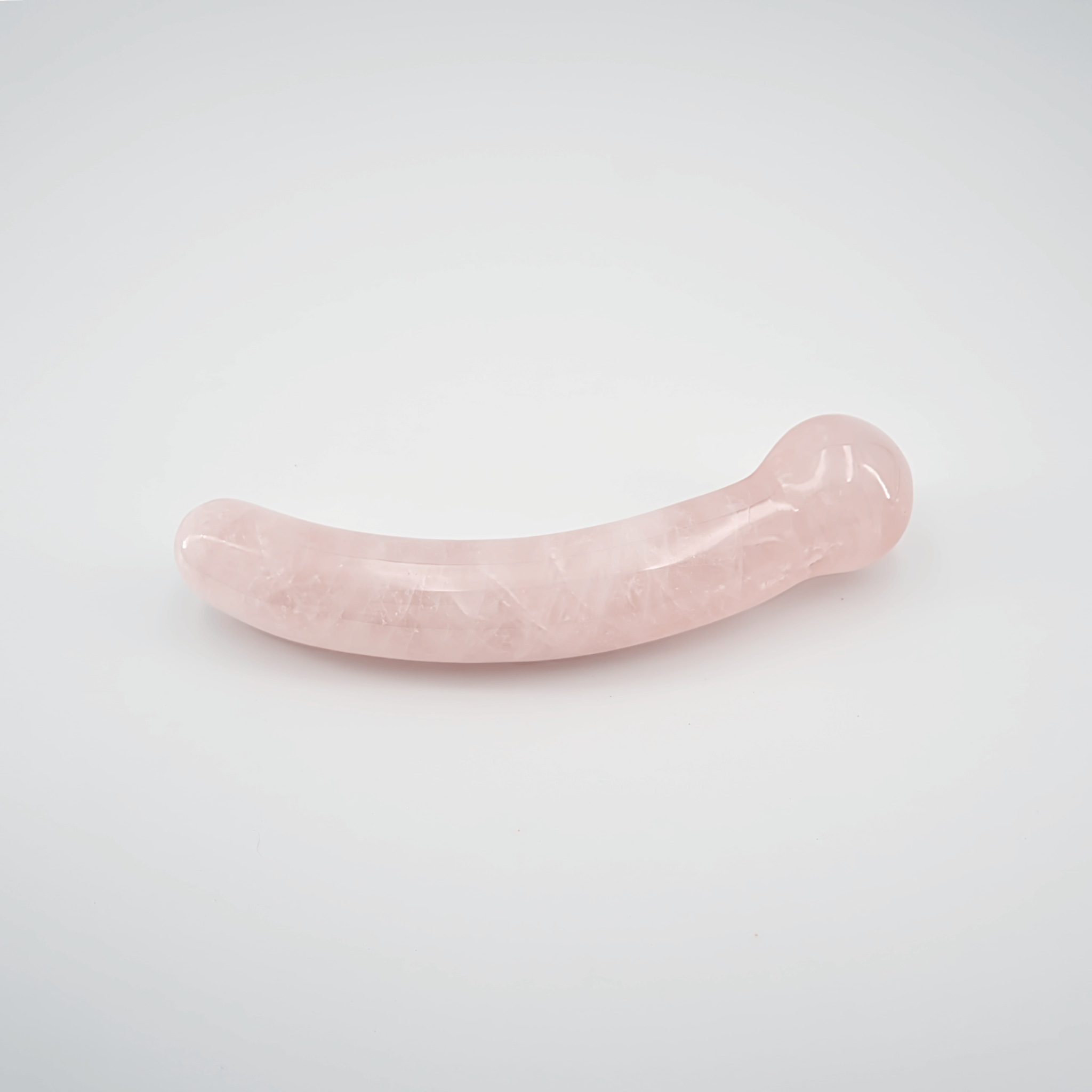 CrystalThrill Curved, Double End, Bulbous Rose Quartz / 7" Mooncrest