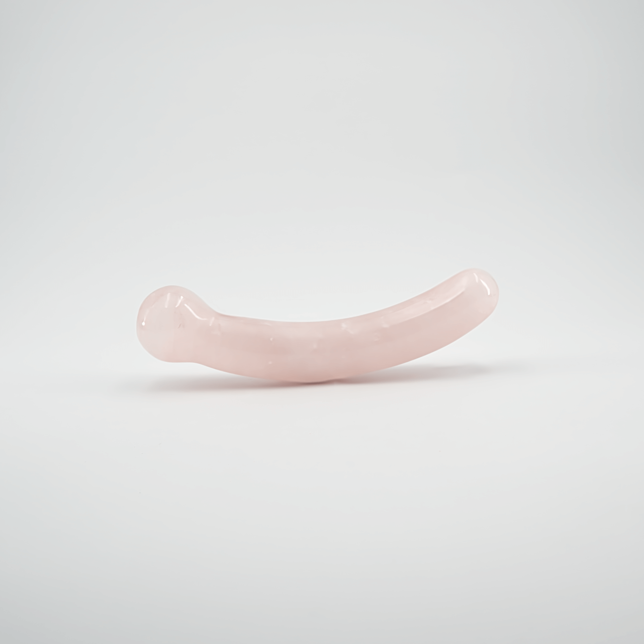 CrystalThrill Curved, Double End, Bulbous Rose Quartz / 7" Mooncrest