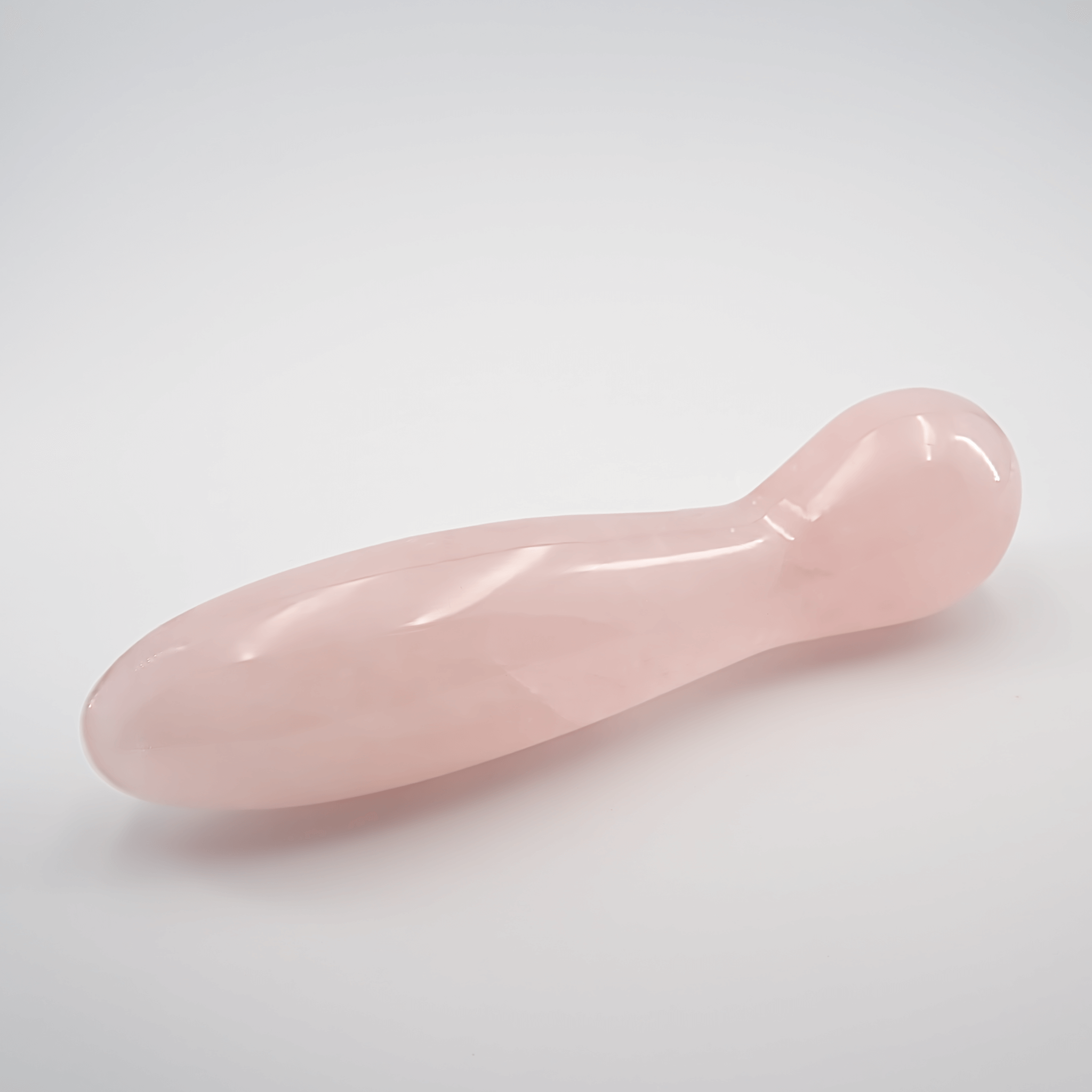 CrystalThrill Curved, Double End, Bulbous, Tapered Rose Quartz / 7" Solace