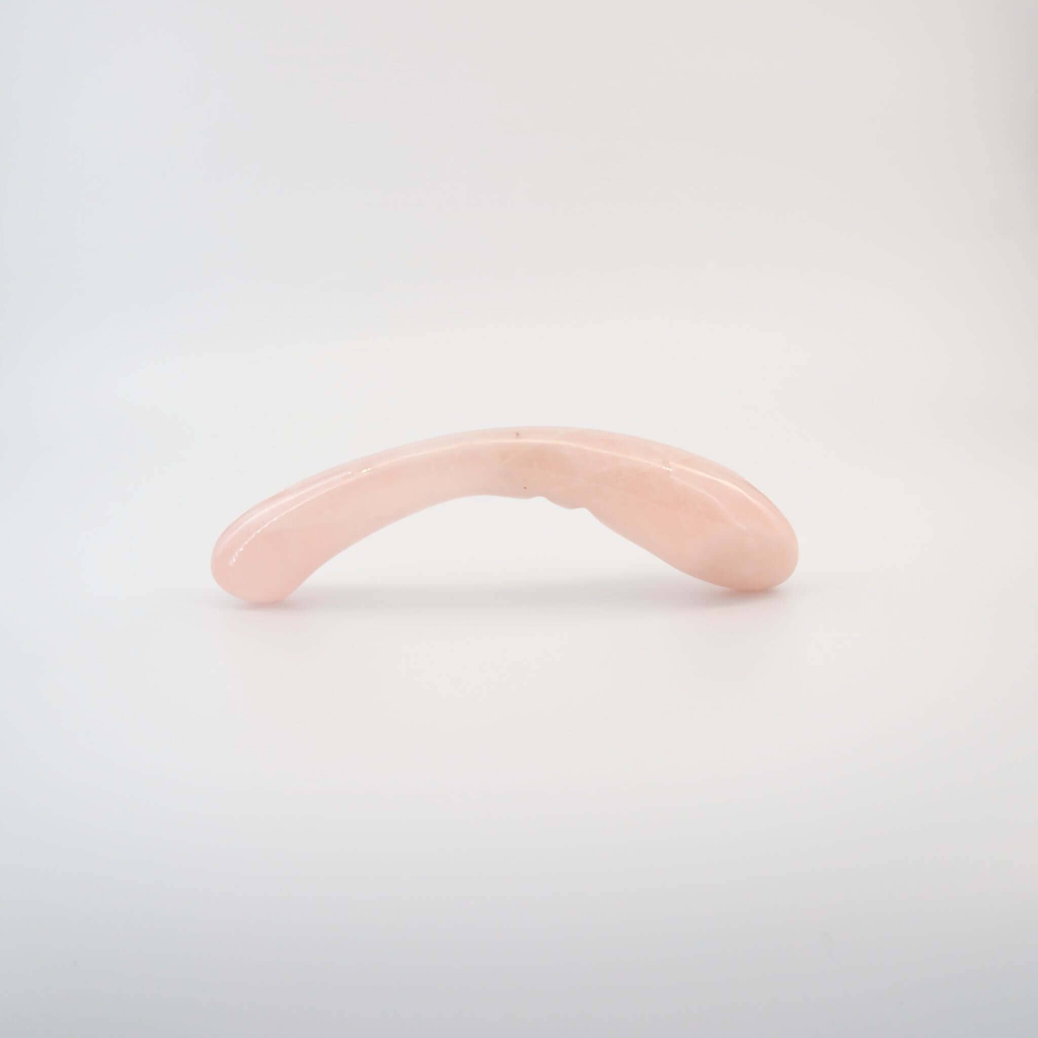 CrystalThrill Curved, Double End, Bulbous, Tapered Rose Quartz / 8" Isyra