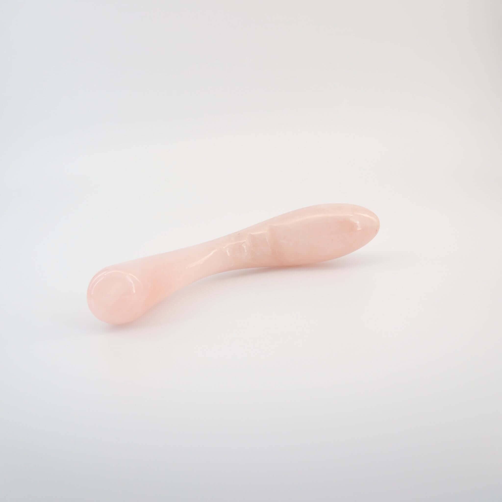 CrystalThrill Curved, Double End, Bulbous, Tapered Rose Quartz / 8" Isyra