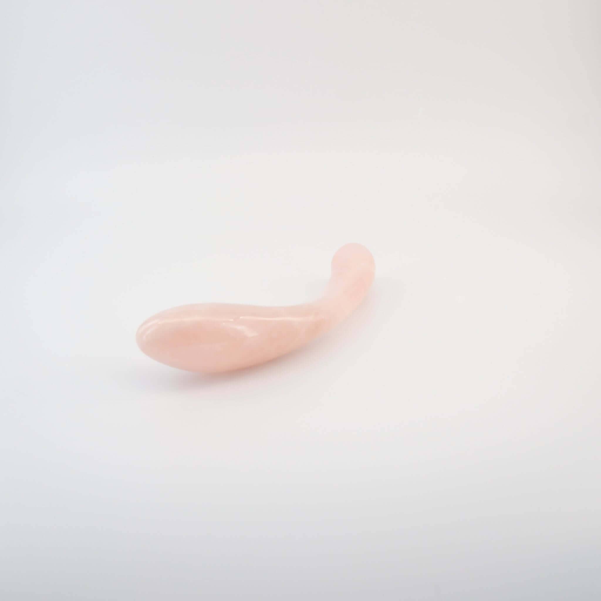 CrystalThrill Curved, Double End, Bulbous, Tapered Rose Quartz / 8" Isyra
