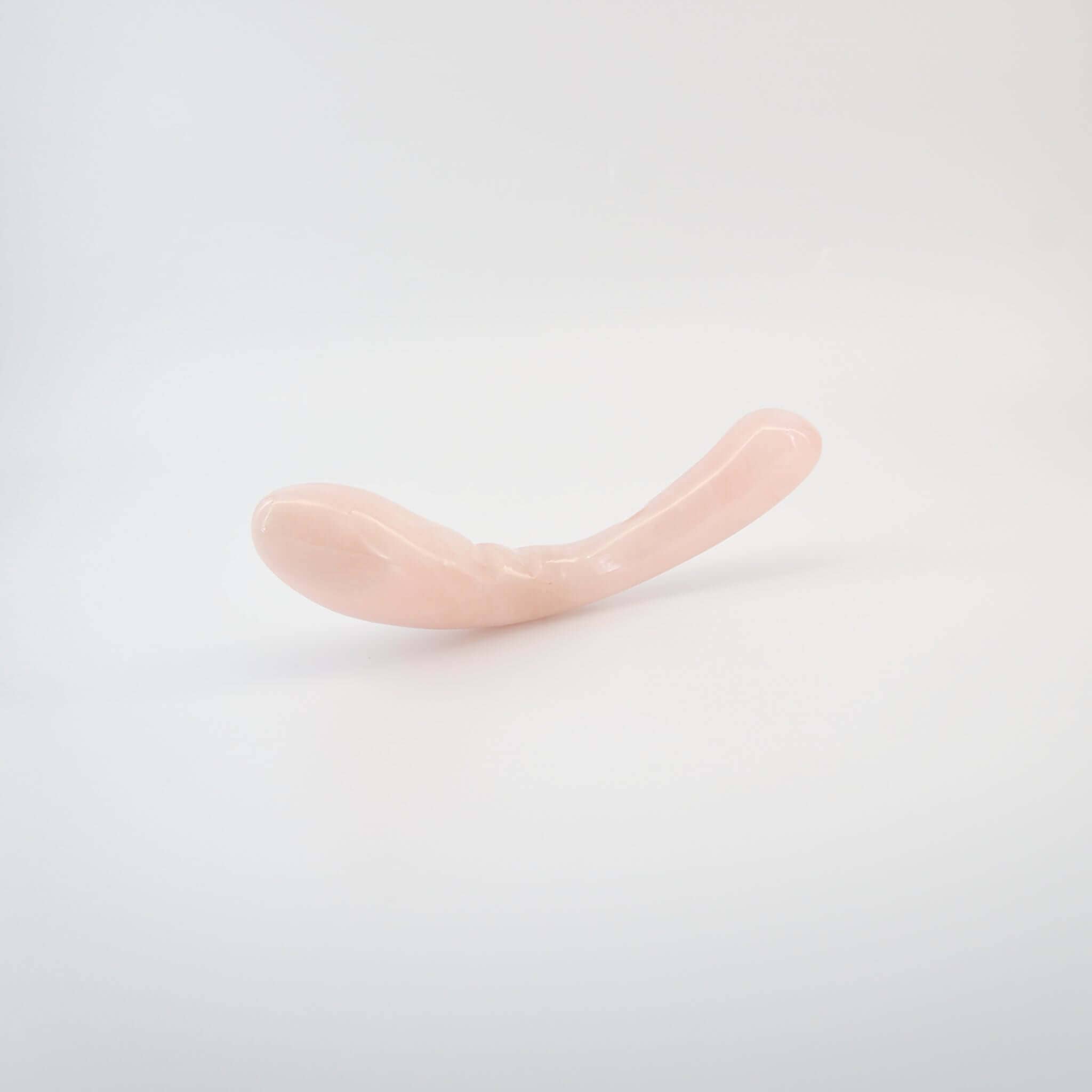 CrystalThrill Curved, Double End, Bulbous, Tapered Rose Quartz / 8" Isyra