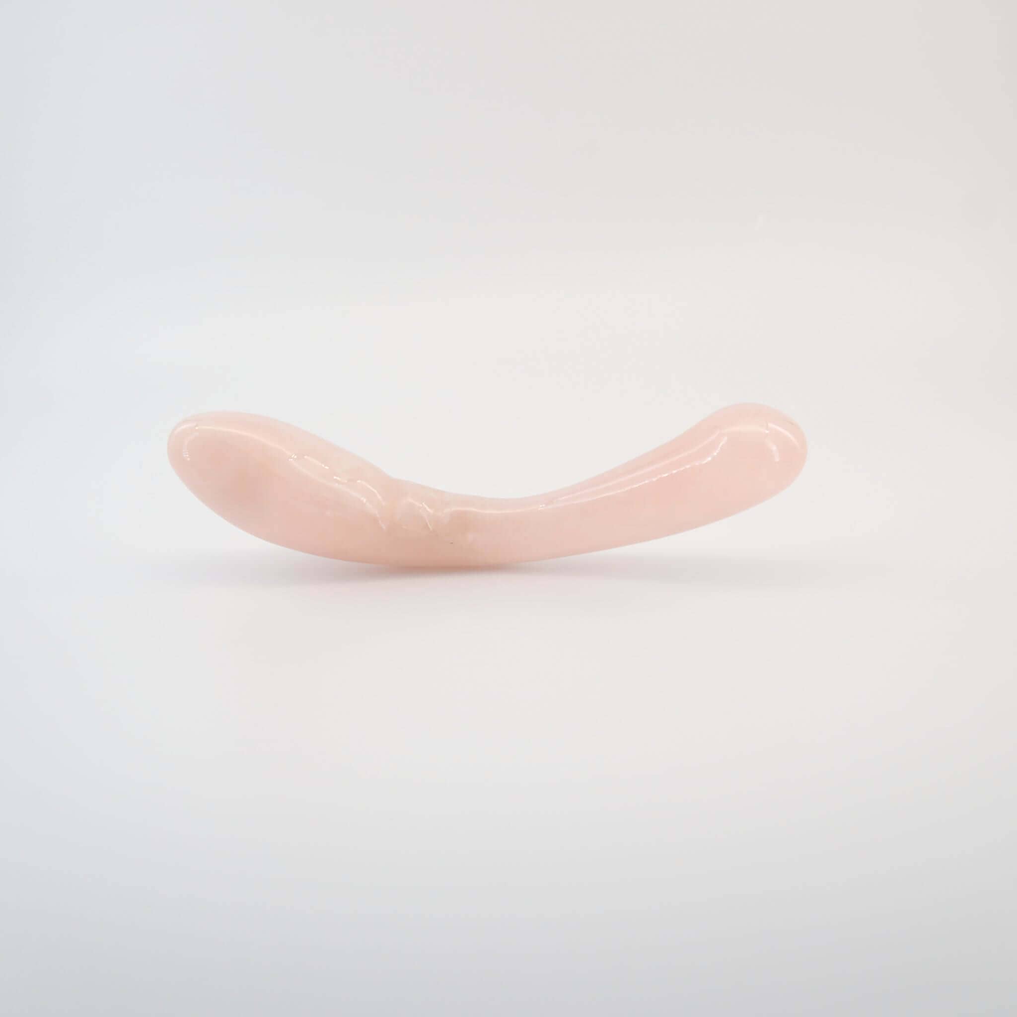 CrystalThrill Curved, Double End, Bulbous, Tapered Rose Quartz / 8" Isyra