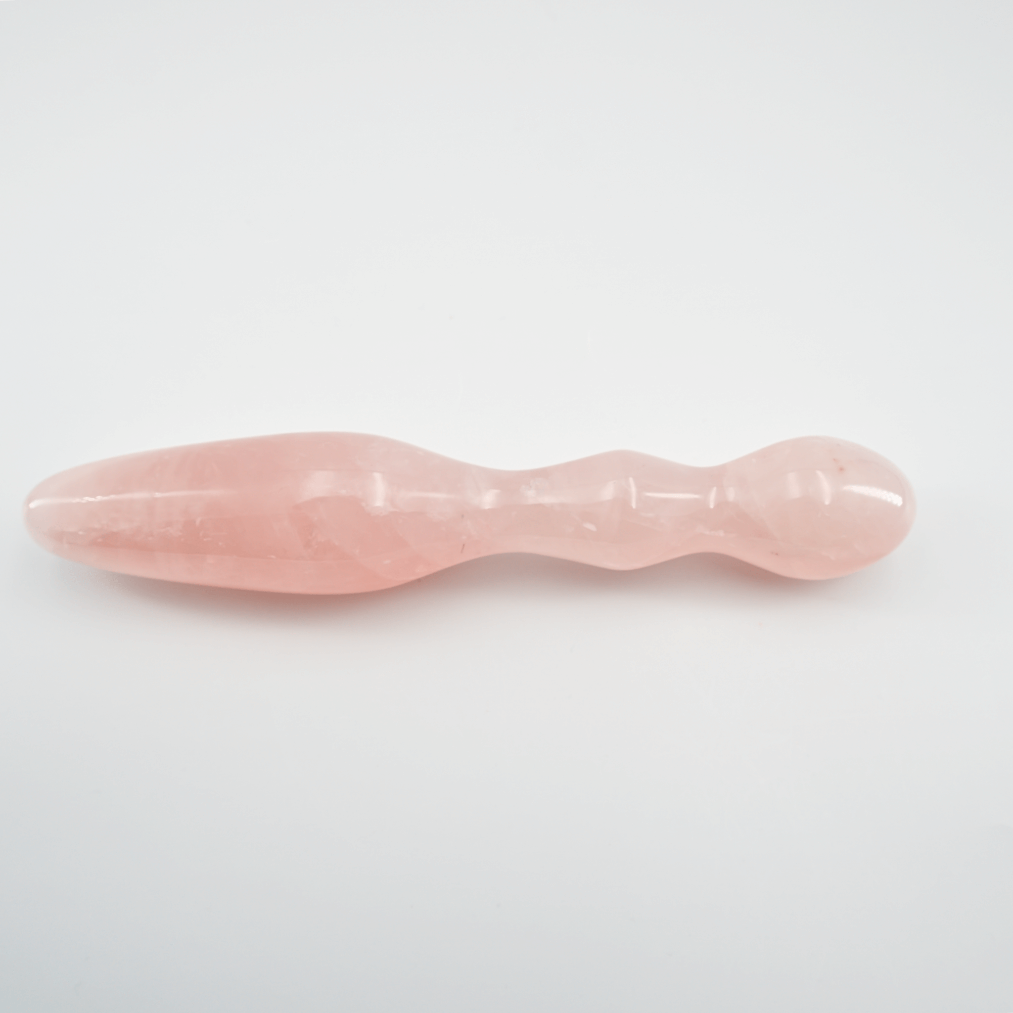 CrystalThrill Curved, Double End, Bulbous, Tapered Rose Quartz / 9" Ellure
