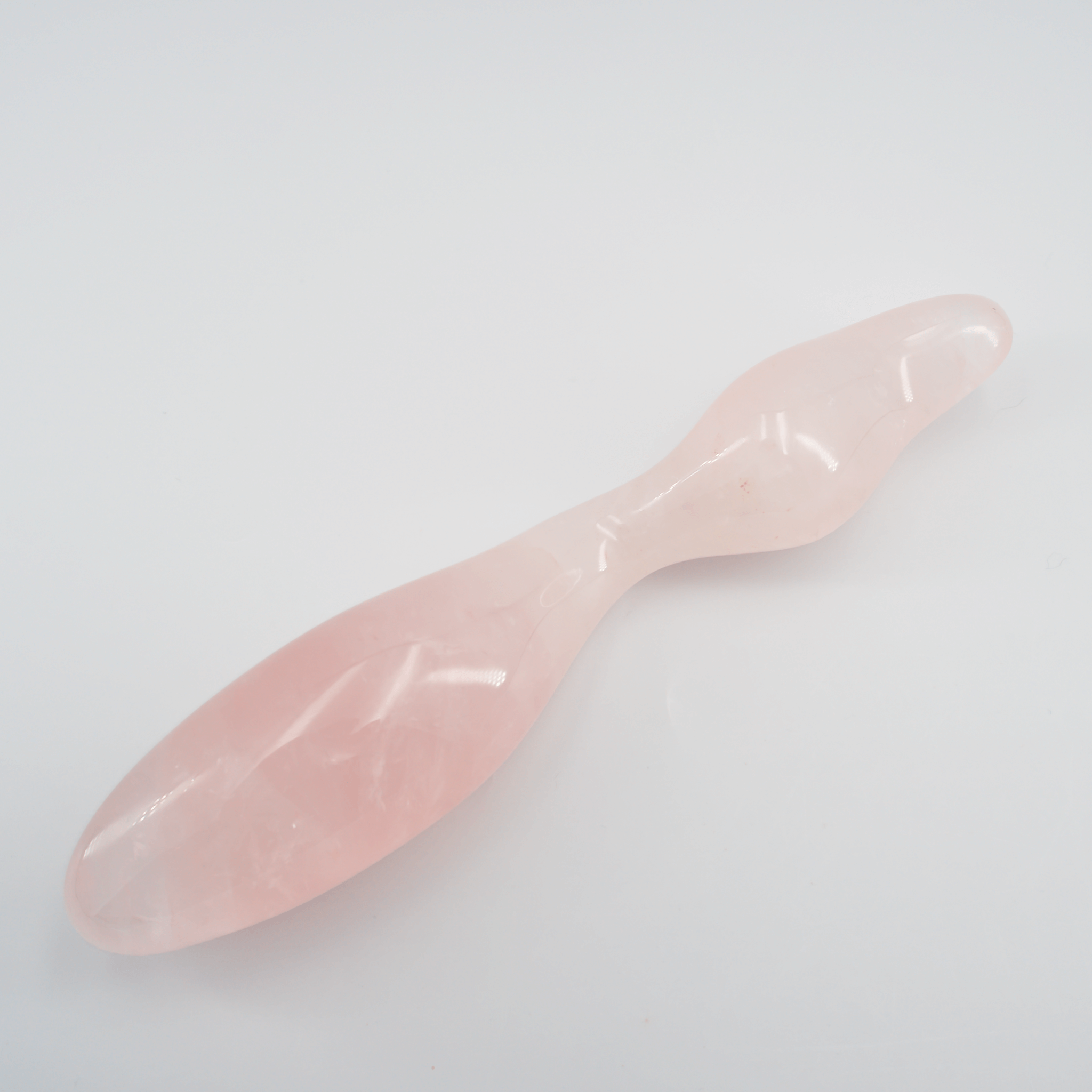 CrystalThrill Curved, Double End, Ergonomic Rounded, Tapered Rose Quartz / 10" Dualis