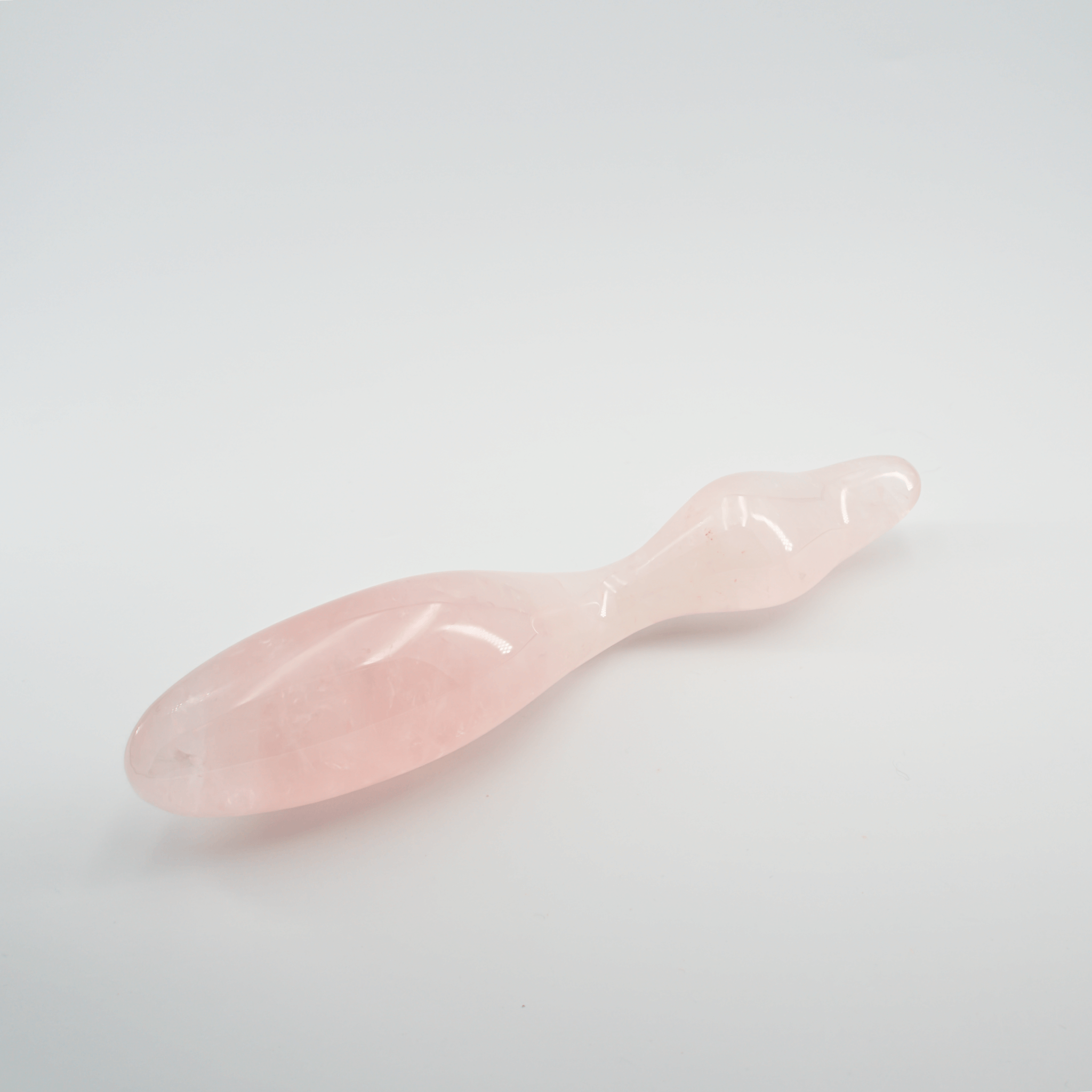 CrystalThrill Curved, Double End, Ergonomic Rounded, Tapered Rose Quartz / 10" Dualis