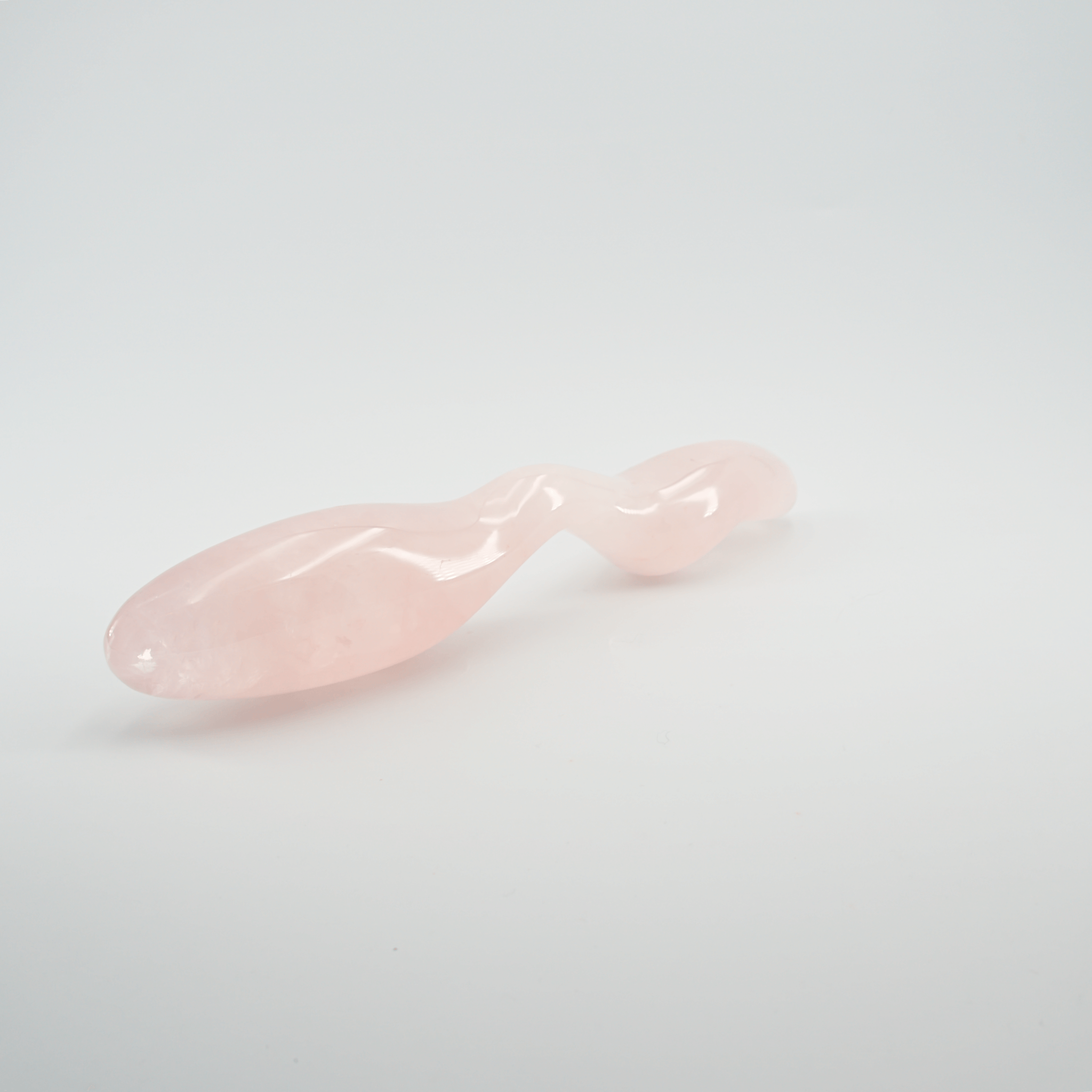 CrystalThrill Curved, Double End, Ergonomic Rounded, Tapered Rose Quartz / 10" Dualis