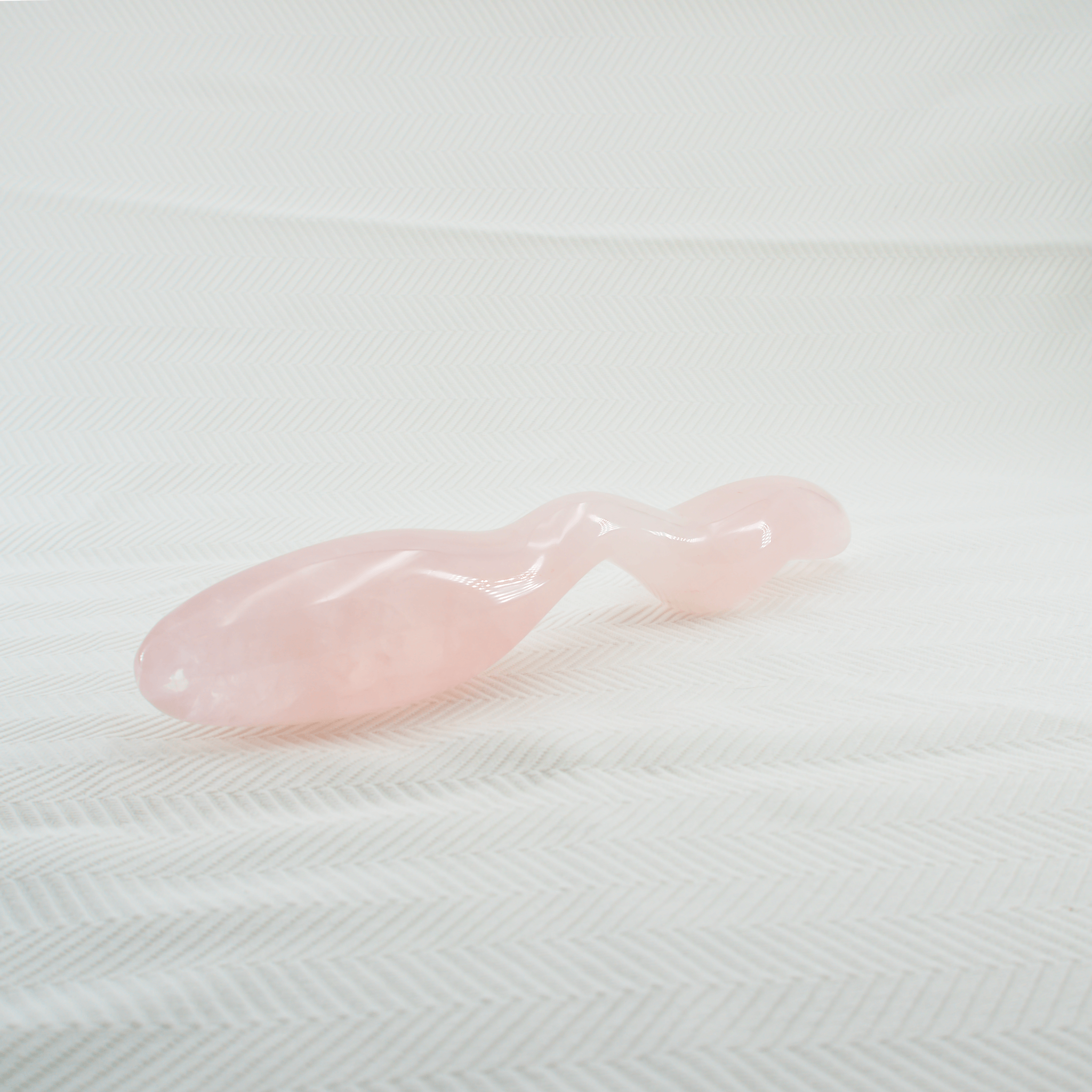 CrystalThrill Curved, Double End, Ergonomic Rounded, Tapered Rose Quartz / 10" Dualis