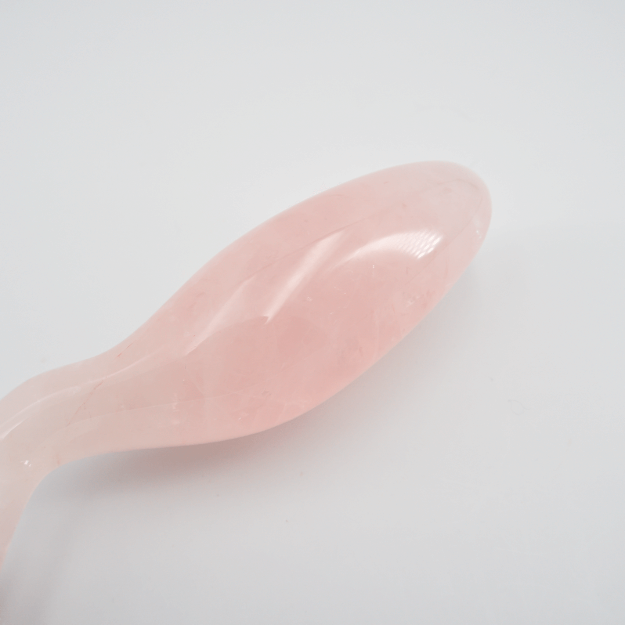 CrystalThrill Curved, Double End, Ergonomic Rounded, Tapered Rose Quartz / 10" Dualis