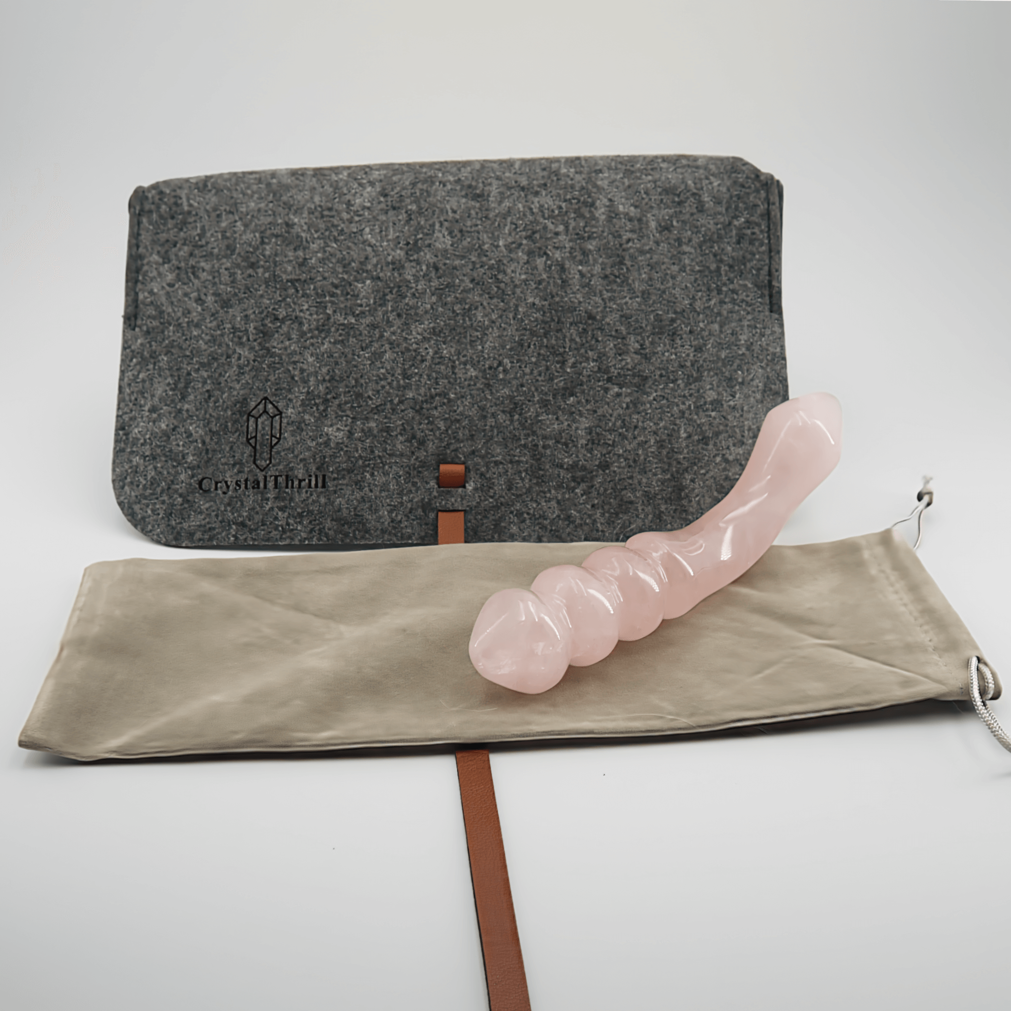 CrystalThrill Curved, Double End, Ribbed,Tapered Rose Quartz / 7" Curvona