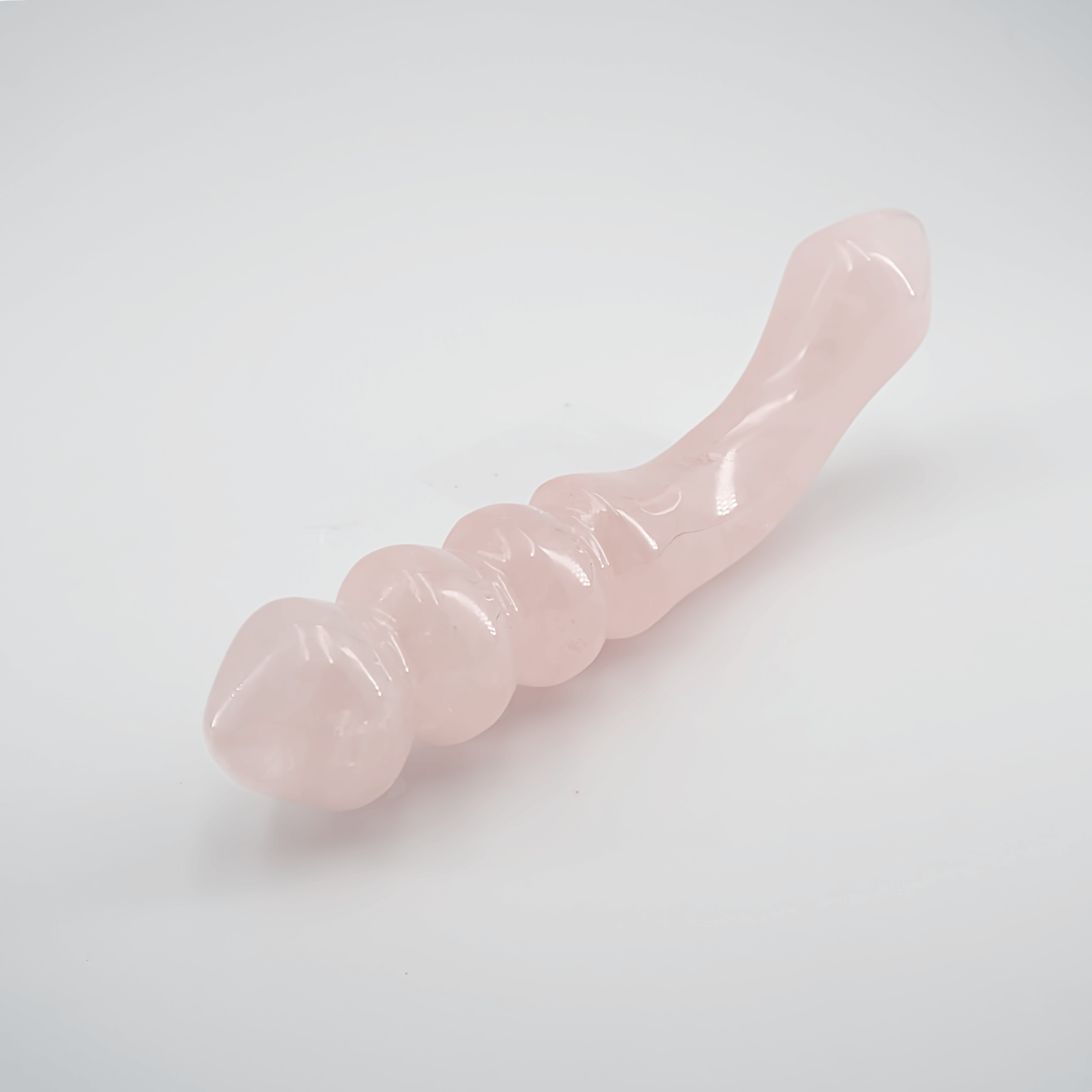 CrystalThrill Curved, Double End, Ribbed,Tapered Rose Quartz / 7" Curvona