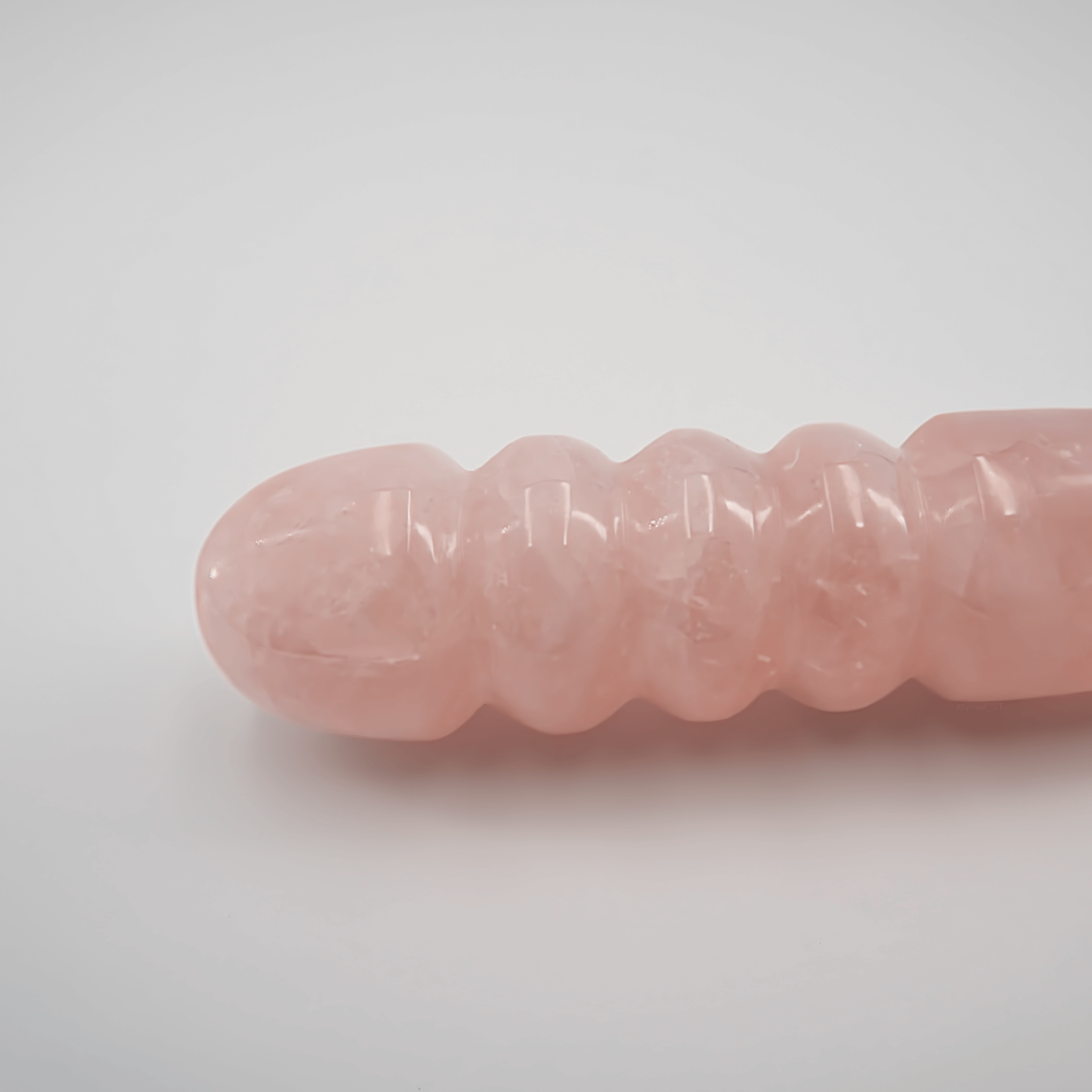 CrystalThrill Double End, Tapered, Ribbed Rose Quartz / 7" Unduluna
