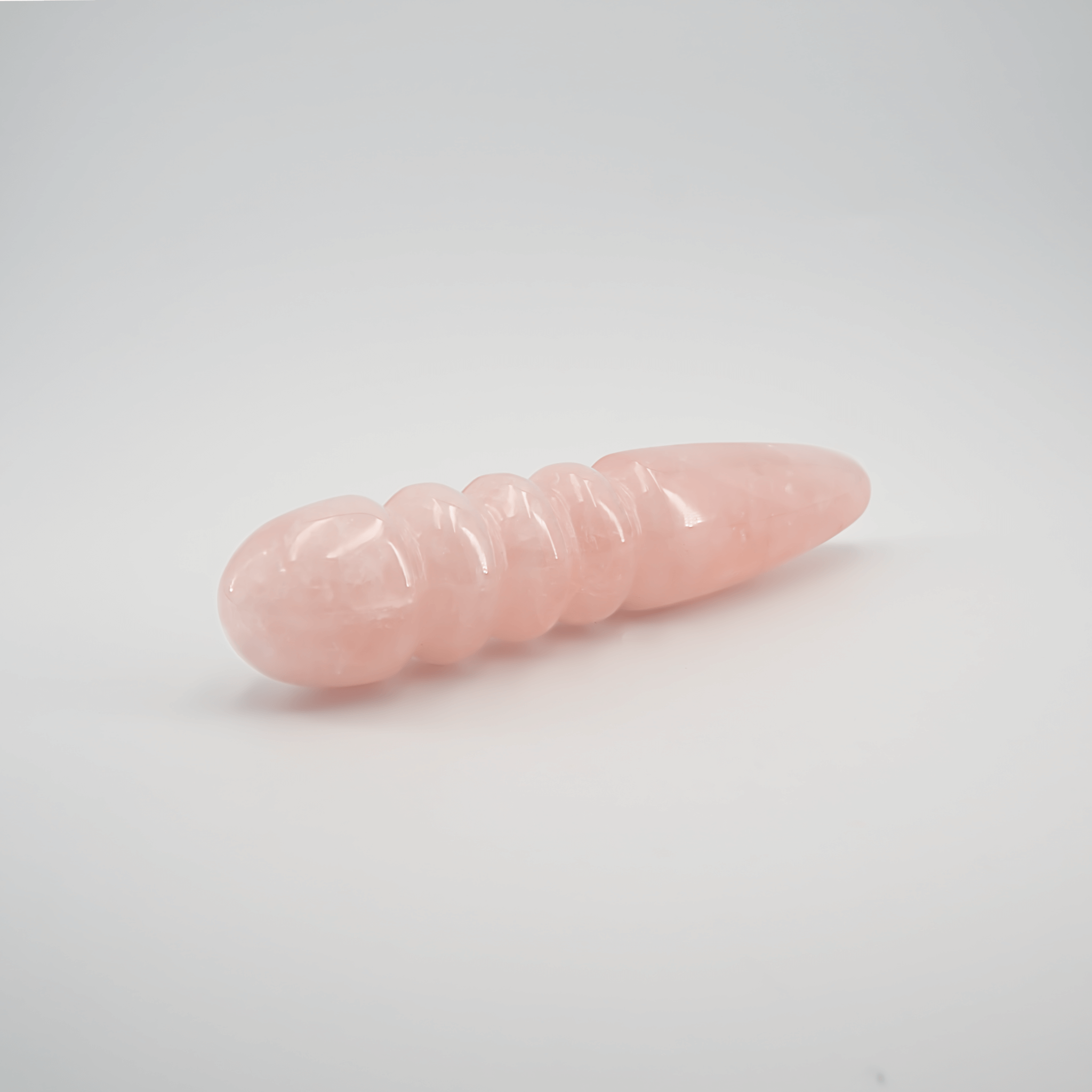 CrystalThrill Double End, Tapered, Ribbed Rose Quartz / 7" Unduluna